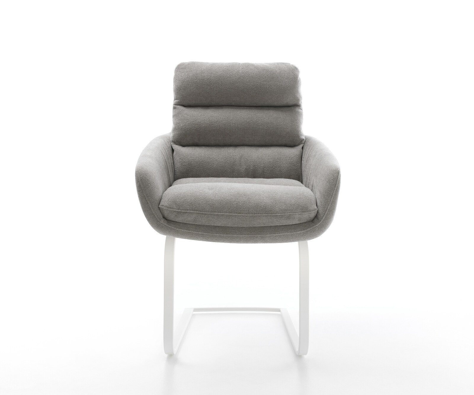 Конзолен стол Abelia-Flex с подлакътници Текстурирана тъкан Меко сиво Конзолен стол плоско бяло 1