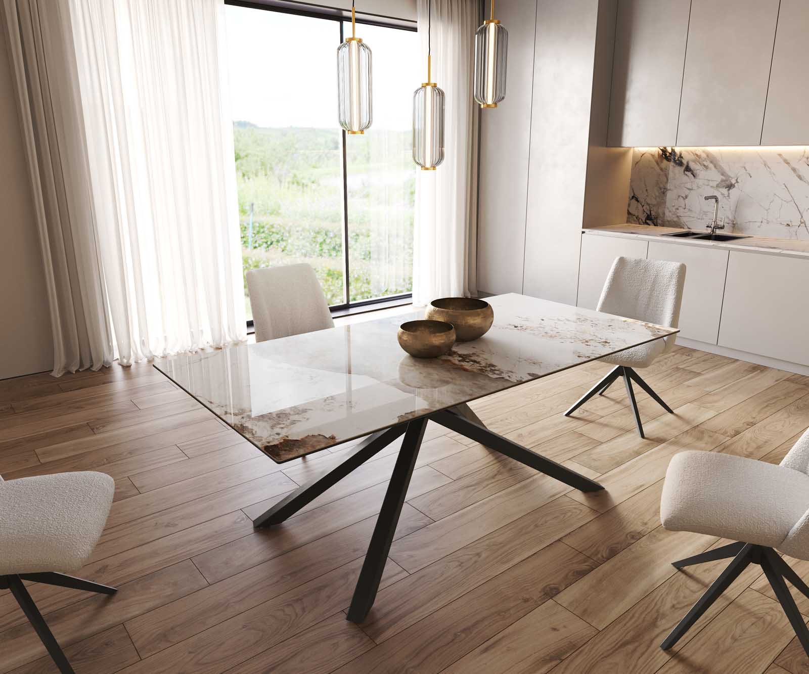 Маса 200x100 Keramik Minas Melange Бял-Бежов КръстРамка Правоъгълник Черен Edge Маса 200x100 Keramik Minas Melange Бял-Бежов КръстРамка Правоъгълник Черен Edge