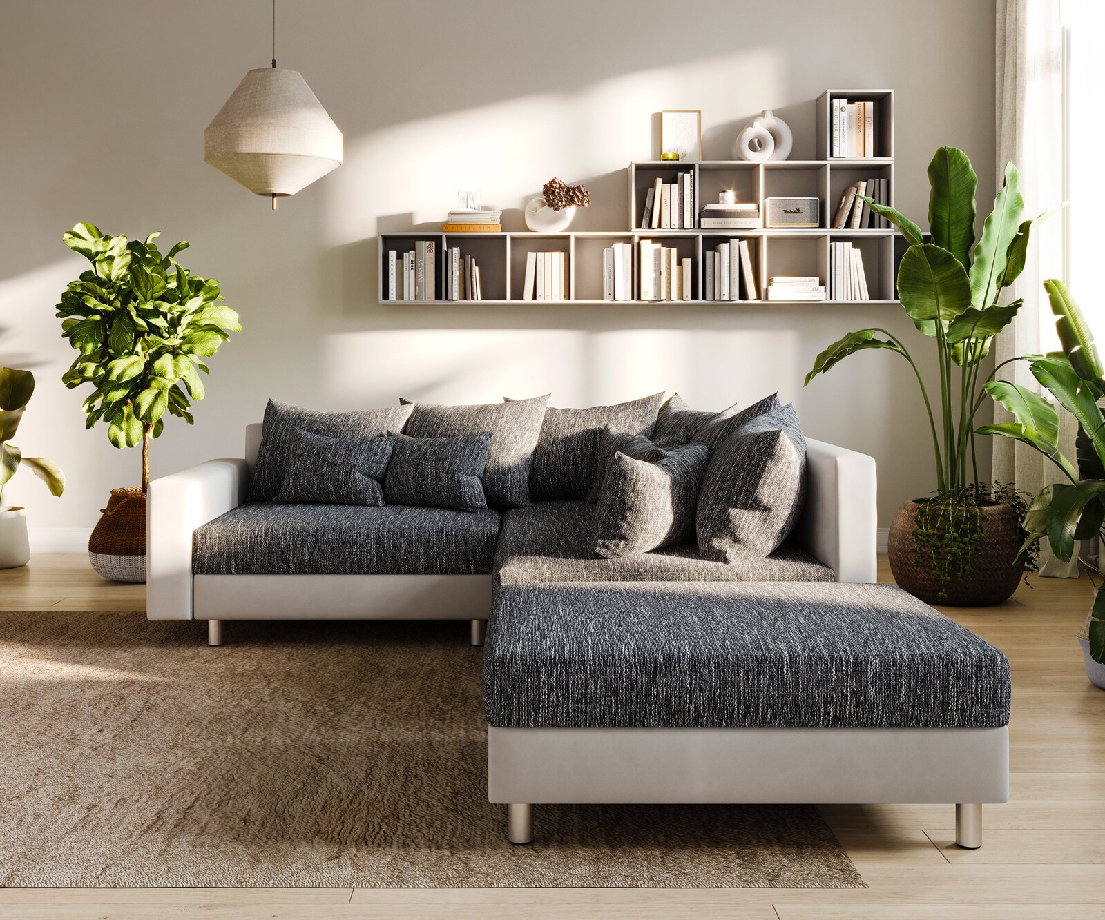 Ъглов диван Кафяв античен вид модулна лежанка дясна Clovis 2