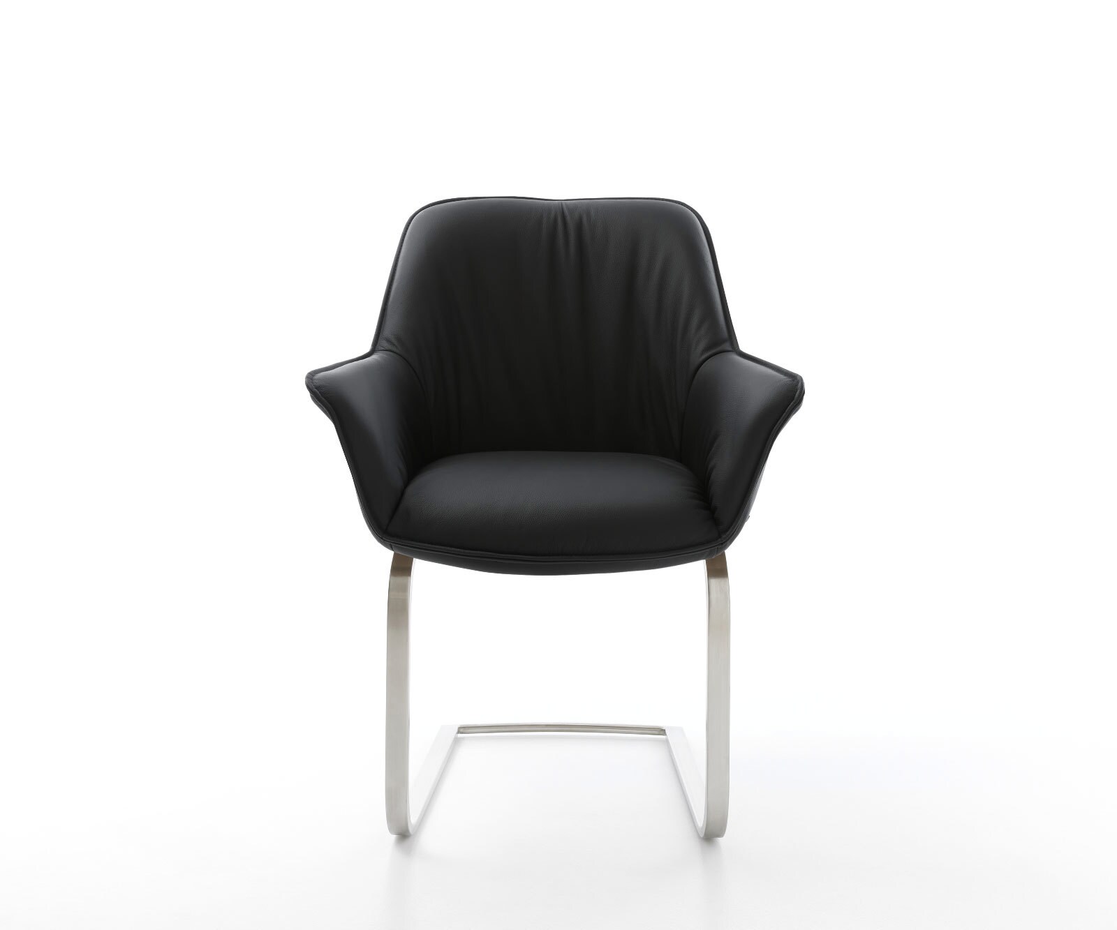 Люлеещ стол с подлакътници Естествена кожа Черен Конзолен крак плосък Неръждаема стомана Keila-Flex 2