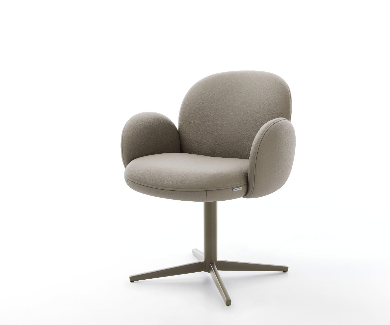 Врътящ се стол с подлакътници Естествена кожа Сиво-Кафяв Офис основа  Titan 360° въртящ се Покет пружина Nube-Flex 1