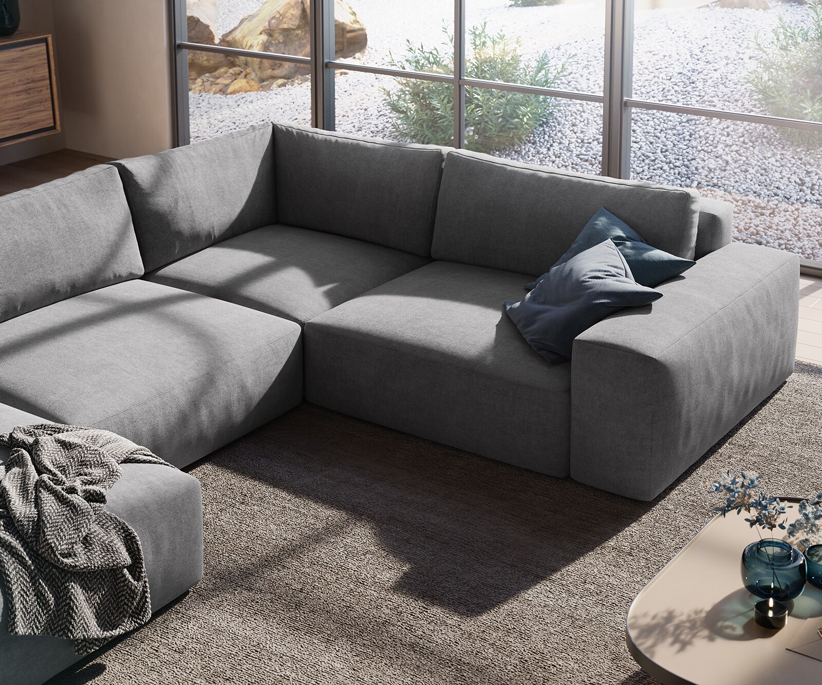 П-образен диван Lanzo XL 360x260 см Микрофибър Сив, Лява/Дясна Лежанка 5