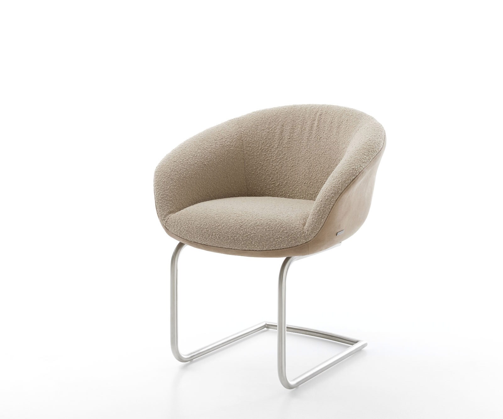 Люлеещ стол с подлакътници Микс от дамаски Сиво-Кафяв Конзолен крак кръгъл Неръждаема стомана Покет пружина Vinka-Flex 1