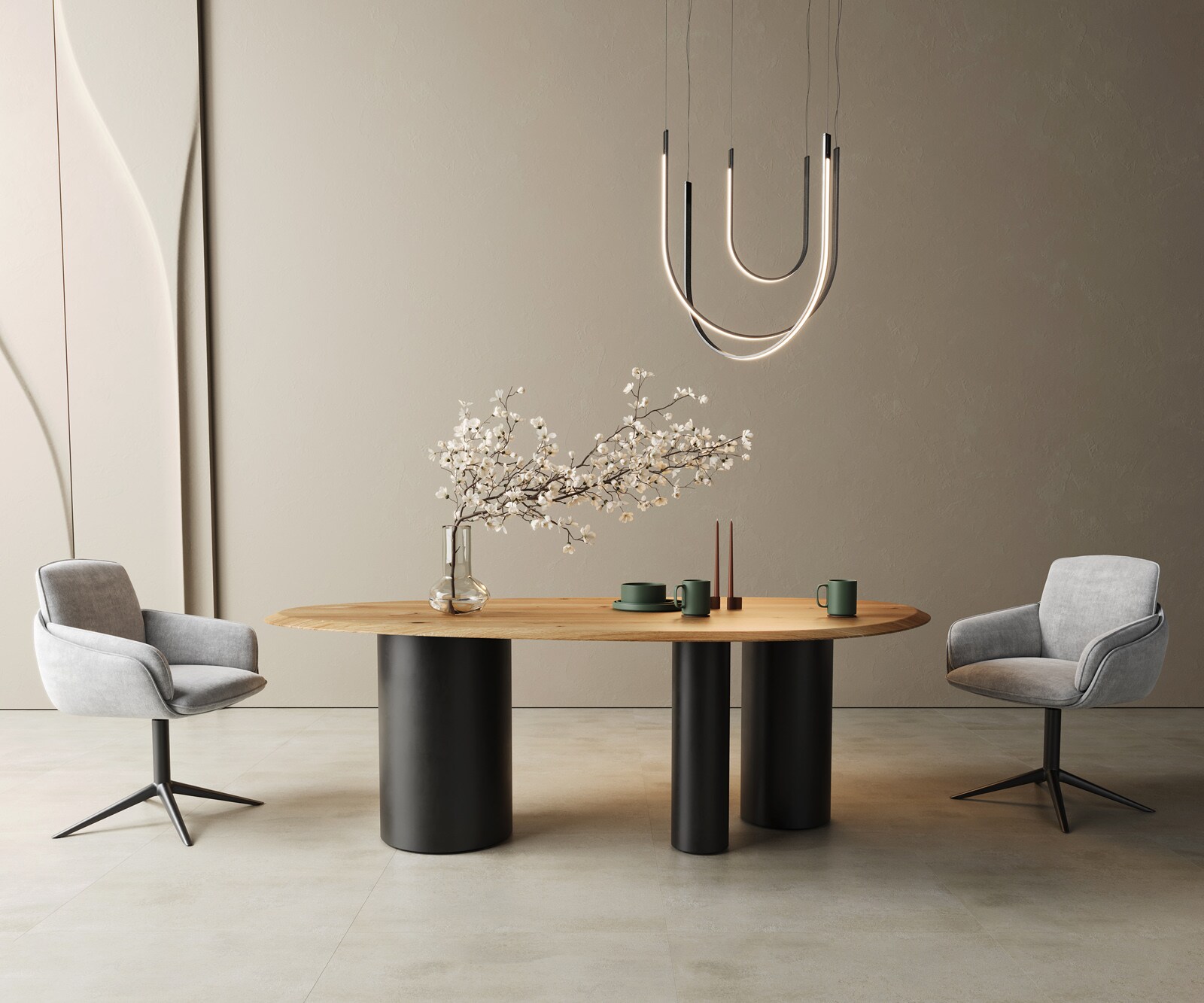 Edge маса за хранене от масивна дървесина Flow Edge Oval 5