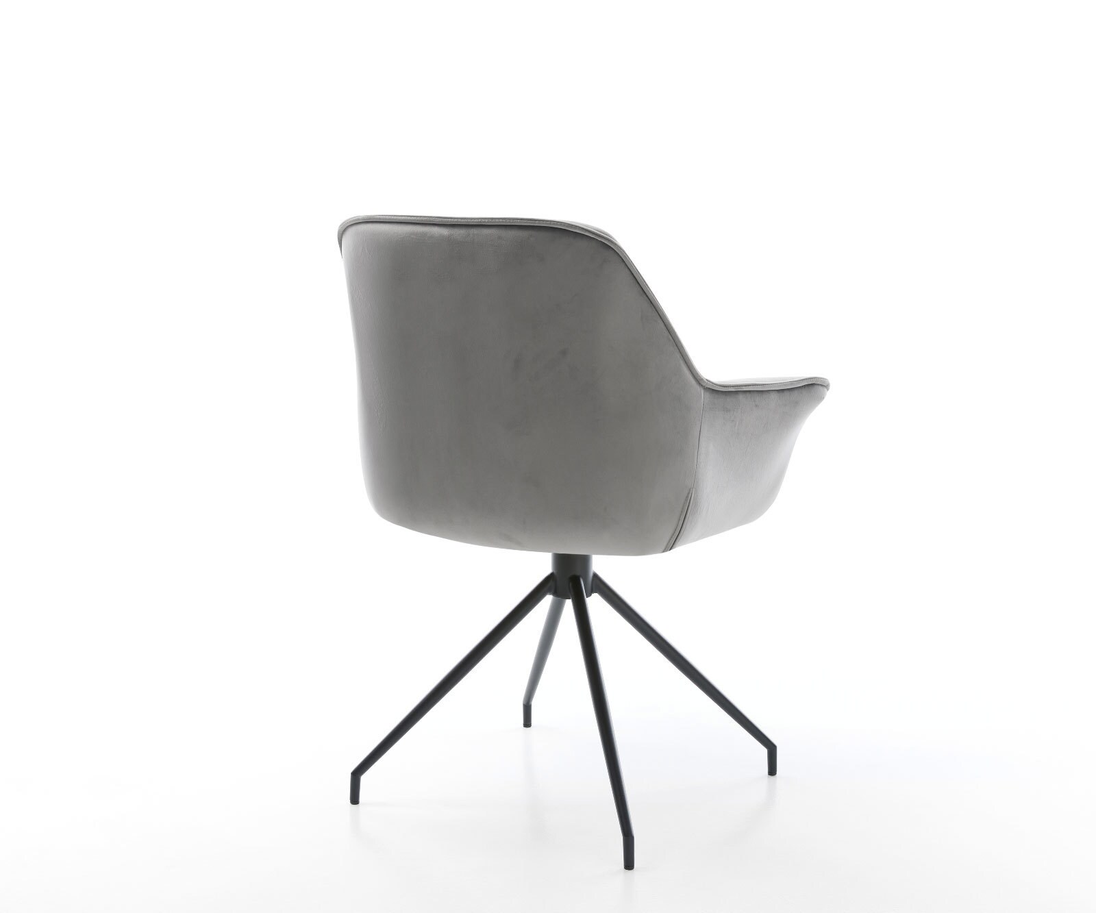 Врътящ се стол с подлакътници Кадифе Сив Конус крак кръгъл Черен 180° въртящ се Keila-Flex 5