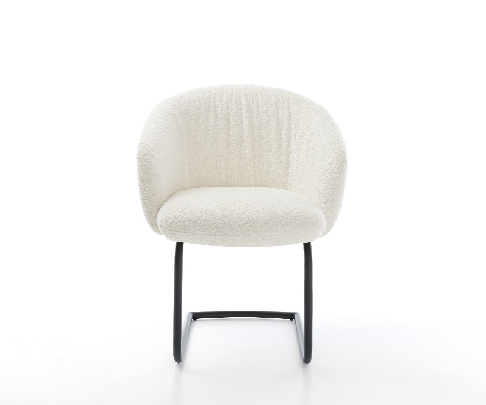 Люлеещ стол с подлакътници Букле Бял Конзолен крак кръгъл Черен Покет пружина Caja-Flex 2