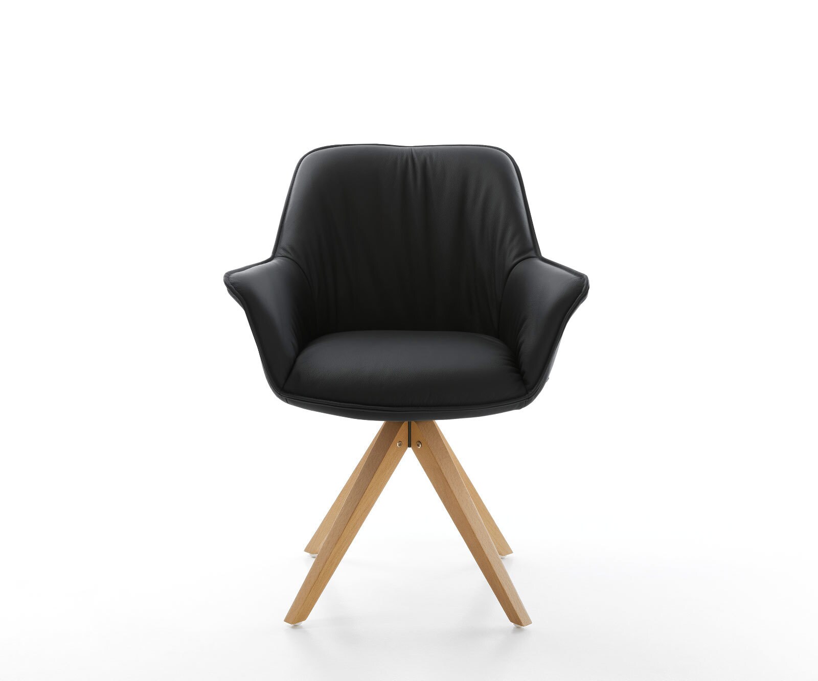 Врътящ се стол с подлакътници Естествена кожа Черен Дървена рамка  180° въртящ се Keila-Flex 2 Врътящ се стол с подлакътници Естествена кожа Черен Дървена рамка  180° въртящ се Keila-Flex 2