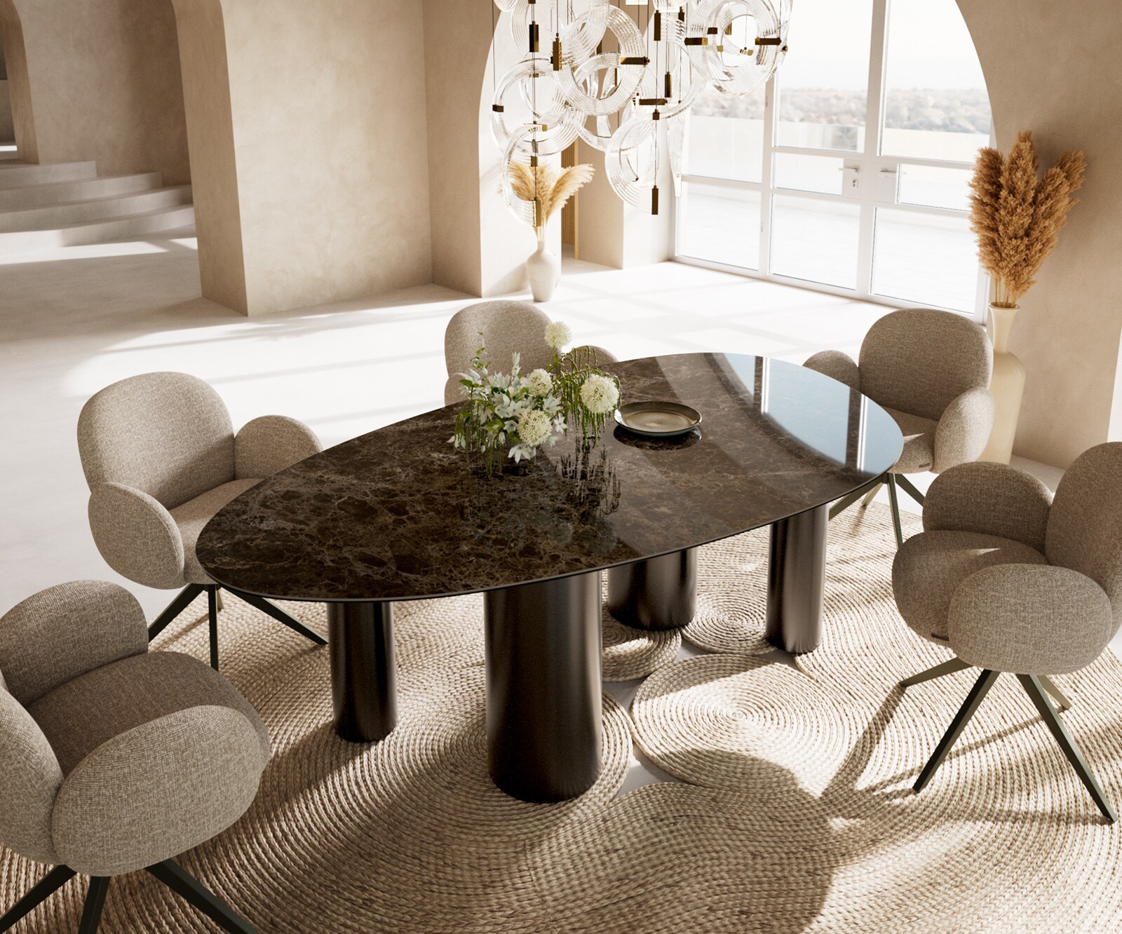 Трапезна маса Edge керамика овал