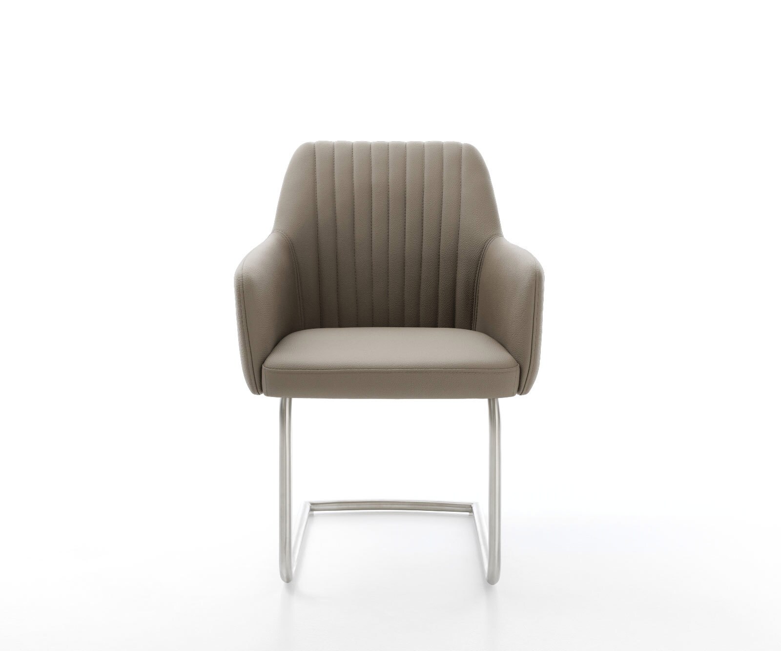 Люлеещ стол Естествена кожа Сиво-Кафяв Конзолен крак кръгъл Неръждаема стомана Greg-Flex 2