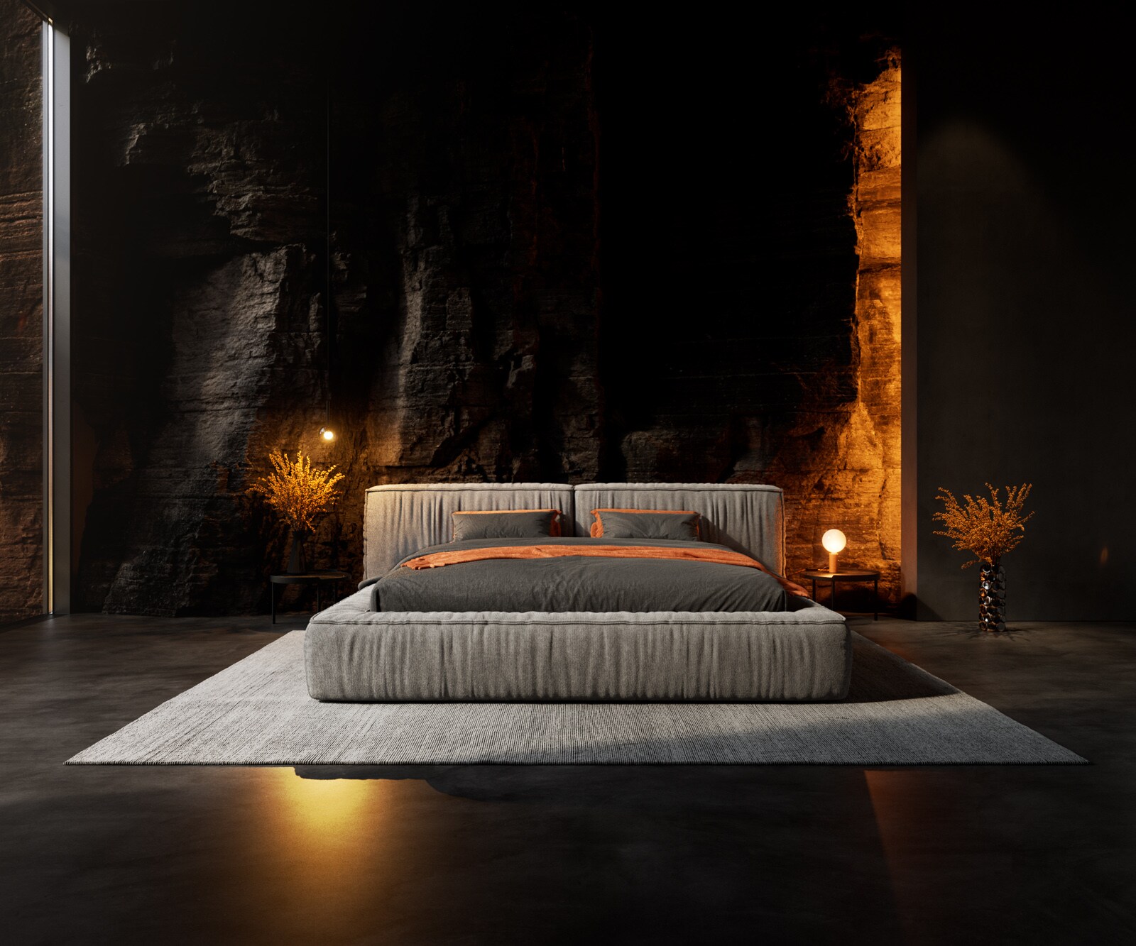 Тапицирано легло Coperti 180x200 cm, микрофибър, сив 2