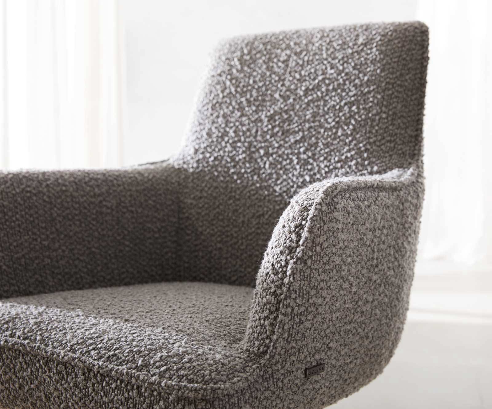 Стол Букле Сребристосив Извити крака Черни Покет пружина Heira-Flex 3 Стол Букле Сребристосив Извити крака Черни Покет пружина Heira-Flex 3