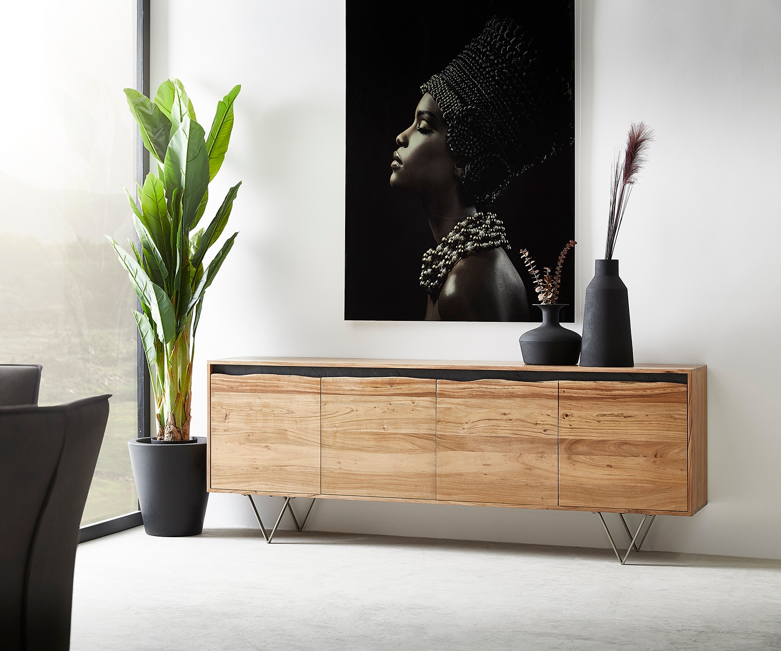 Бюфет 200x45 cm Акация Натурал 4 Врати естествен ръб Stonegrace 1 Бюфет 200x45 cm Акация Натурал 4 Врати естествен ръб Stonegrace 1