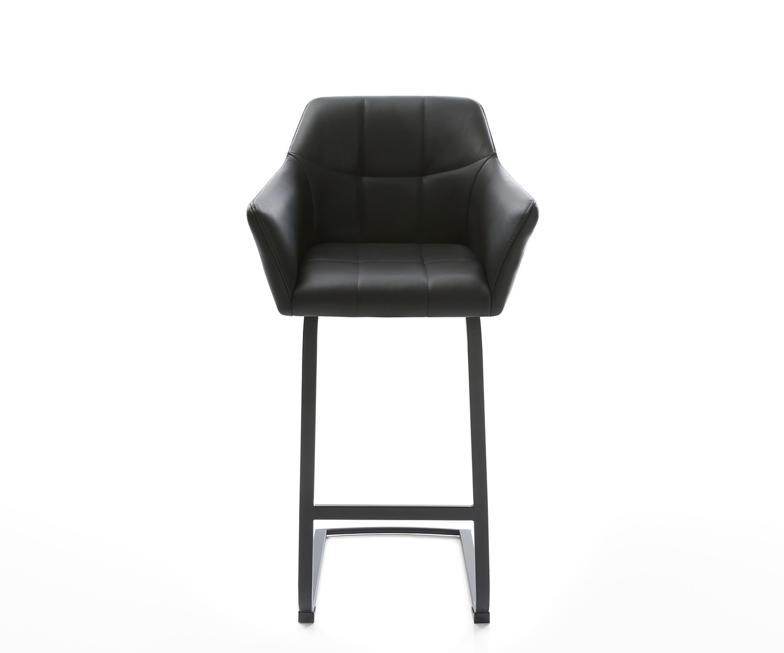 Бар стол Естествена кожа Черен Конзолен крак плосък Метал Yulo-Flex 1 Бар стол Естествена кожа Черен Конзолен крак плосък Метал Yulo-Flex 1