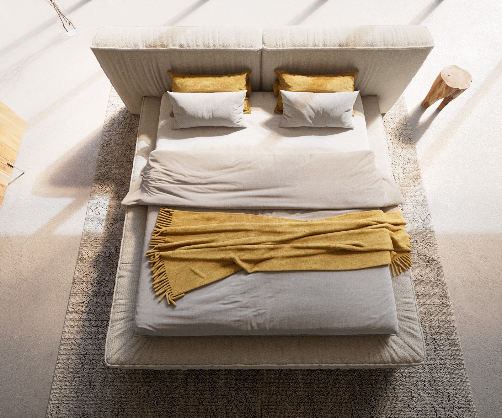 Тапицирано легло Coperti 180x200 cm bouclé крем-бяло 5