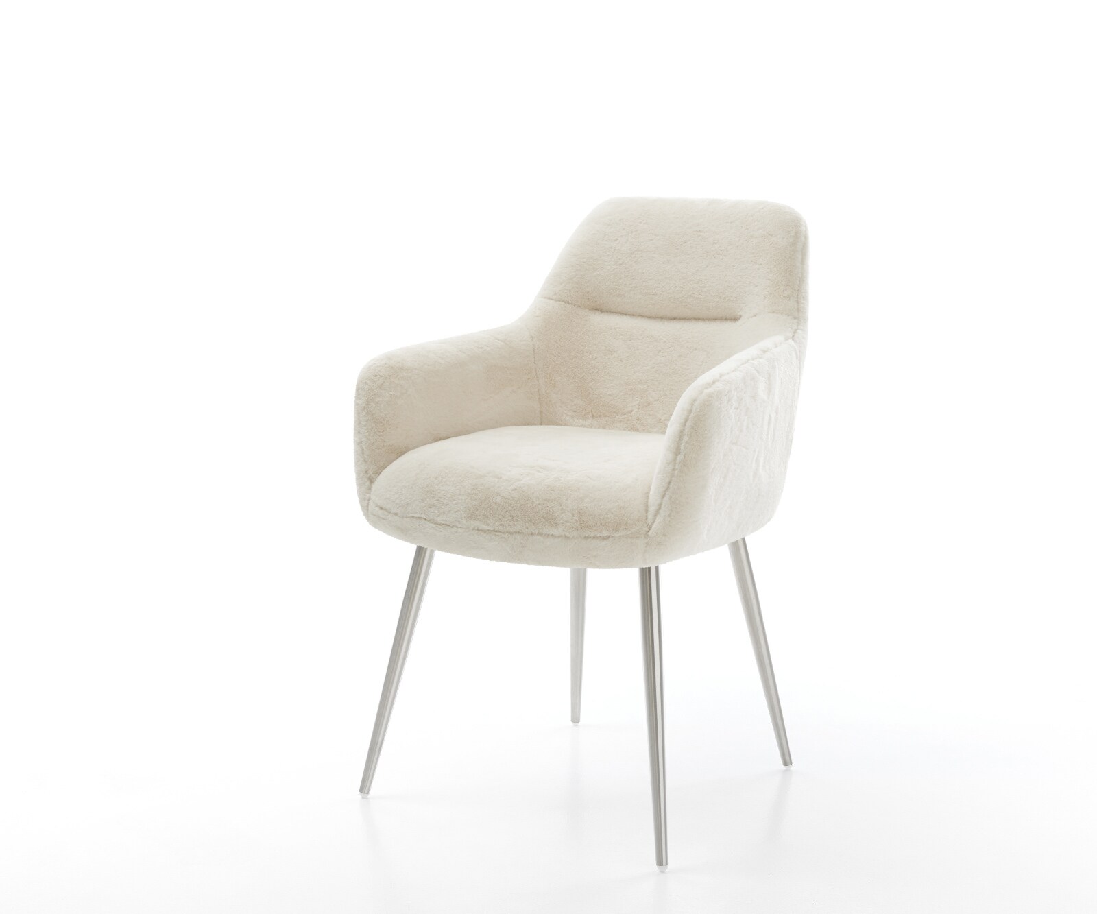 Стол за хранене Pejo-Flex плюшен кремаво-бял четирикрак конусовиден с джобни пружини от неръждаема стомана 1