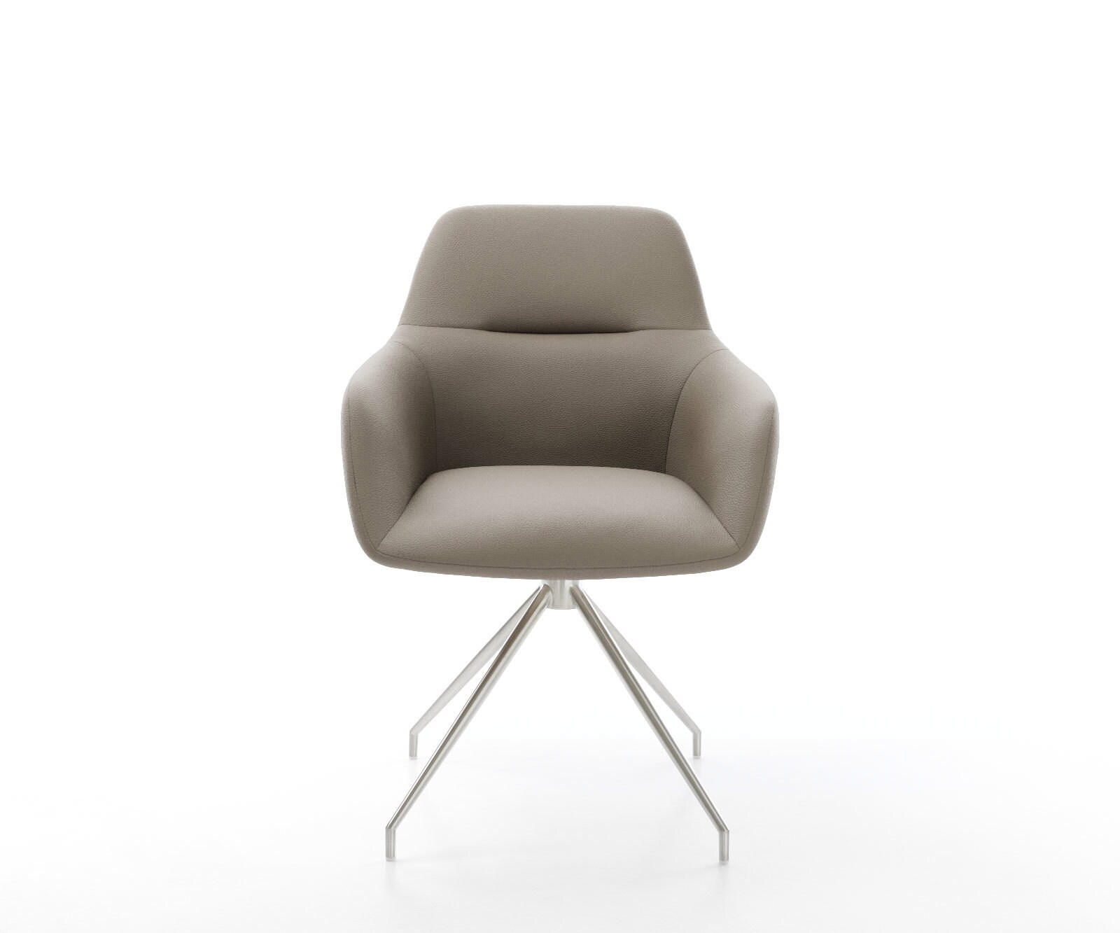 Врътящ се стол Естествена кожа Сиво-Кафяв Конус крак кръгъл Неръждаема стомана 180° въртящ се Pejo-Flex 2