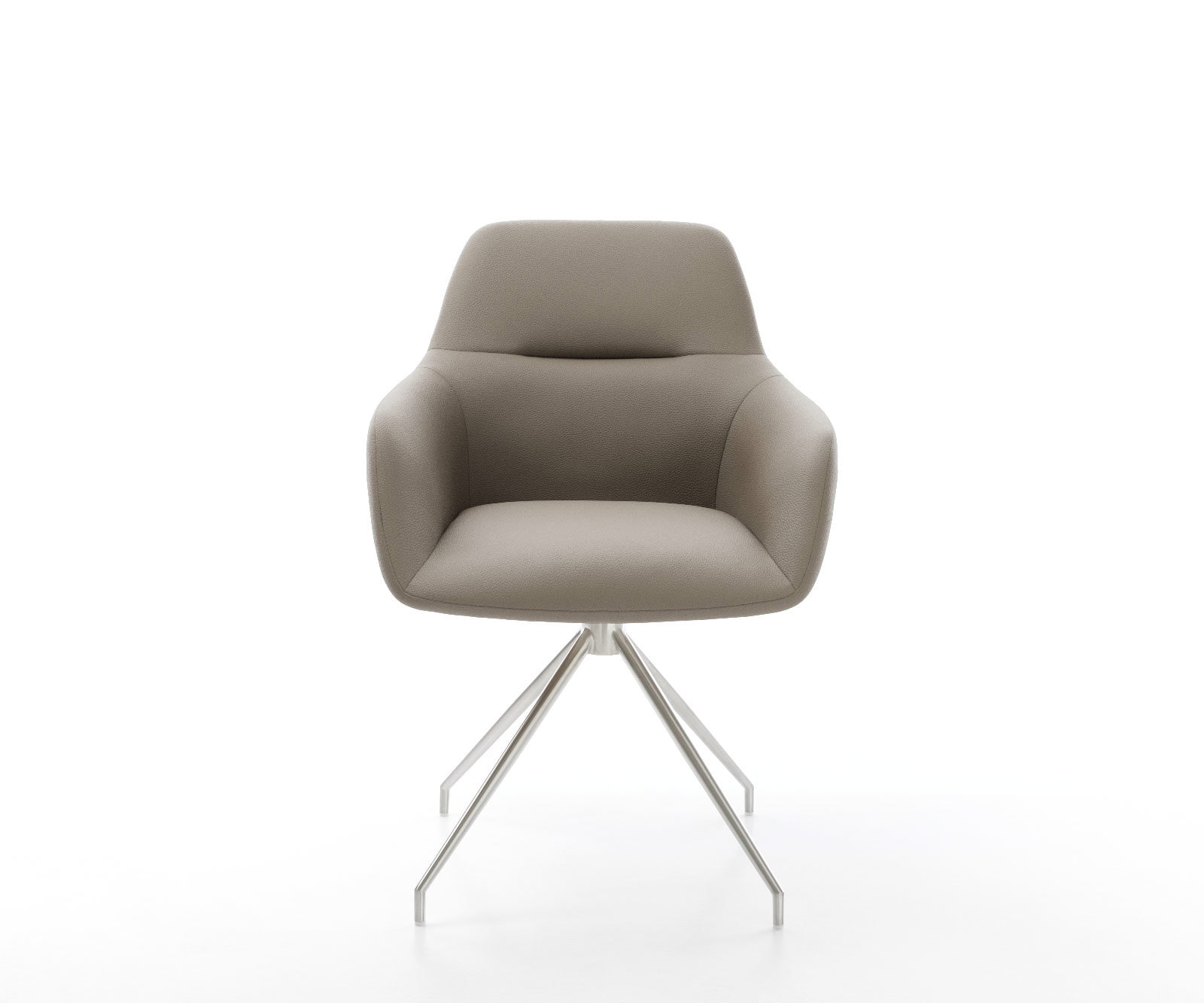 Врътящ се стол Естествена кожа Сиво-Кафяв Конус крак кръгъл Неръждаема стомана 180° въртящ се Pejo-Flex 2