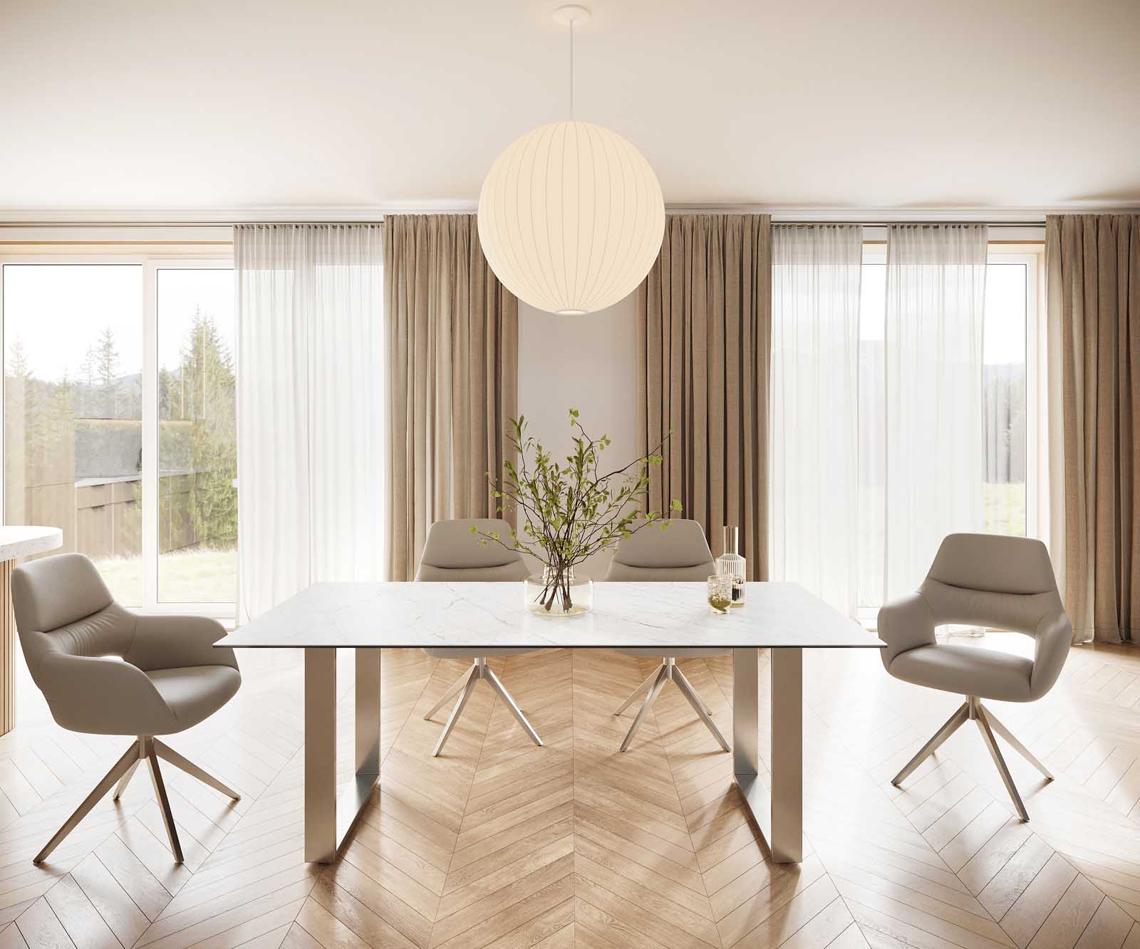 Маса 200x100 Keramik Laminam® Statuarietto Бял Неръждаема стомана Тесен профил Edge 1