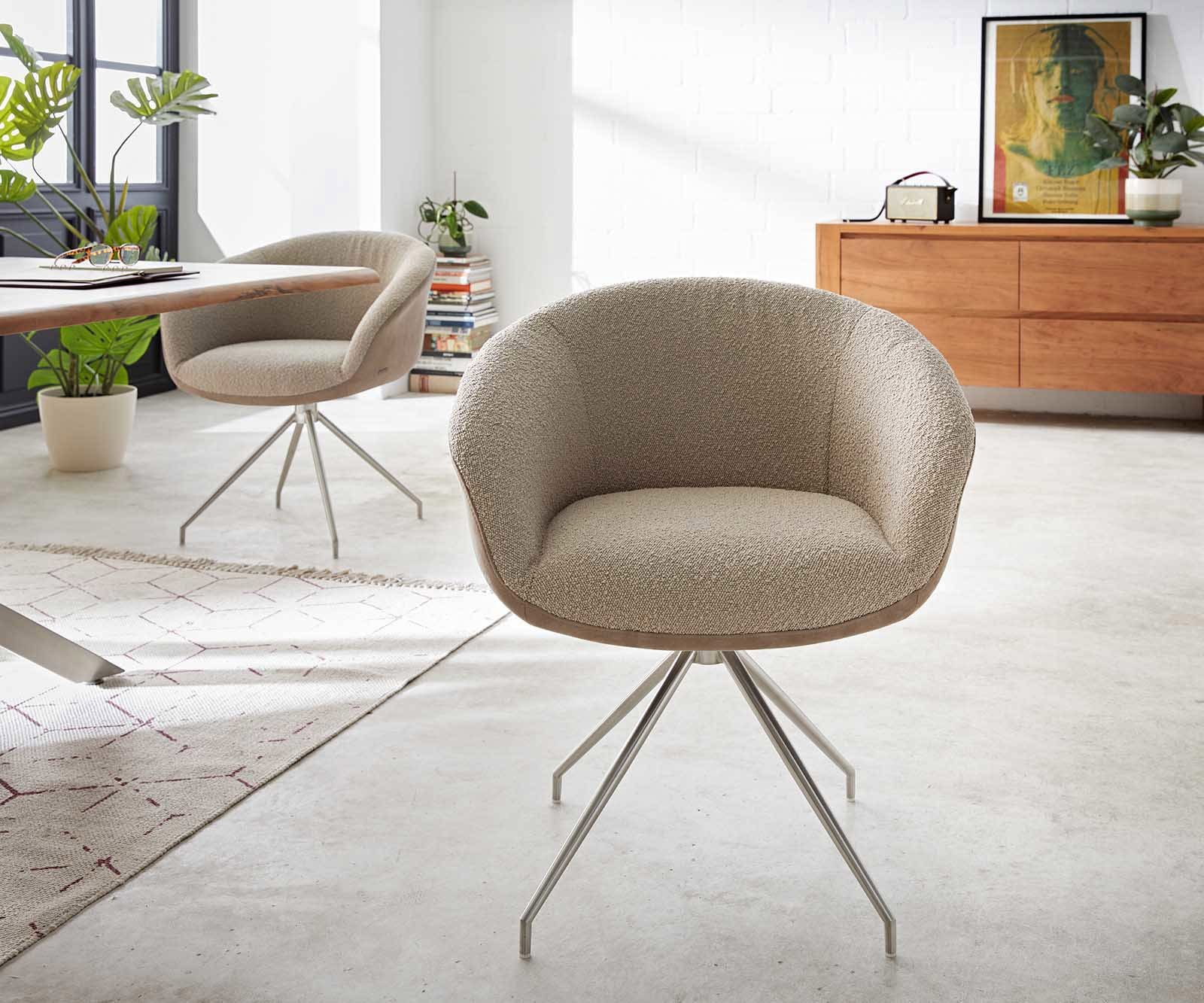 Врътящ се стол с подлакътници Materialmix Сиво-Кафяв Конус крак кръгъл Неръждаема стомана 180° въртящ се Покет пружина Vinka-Flex 1 Врътящ се стол с подлакътници Materialmix Сиво-Кафяв Конус крак кръгъл Неръждаема стомана 180° въртящ се Покет пружина Vinka-Flex 1