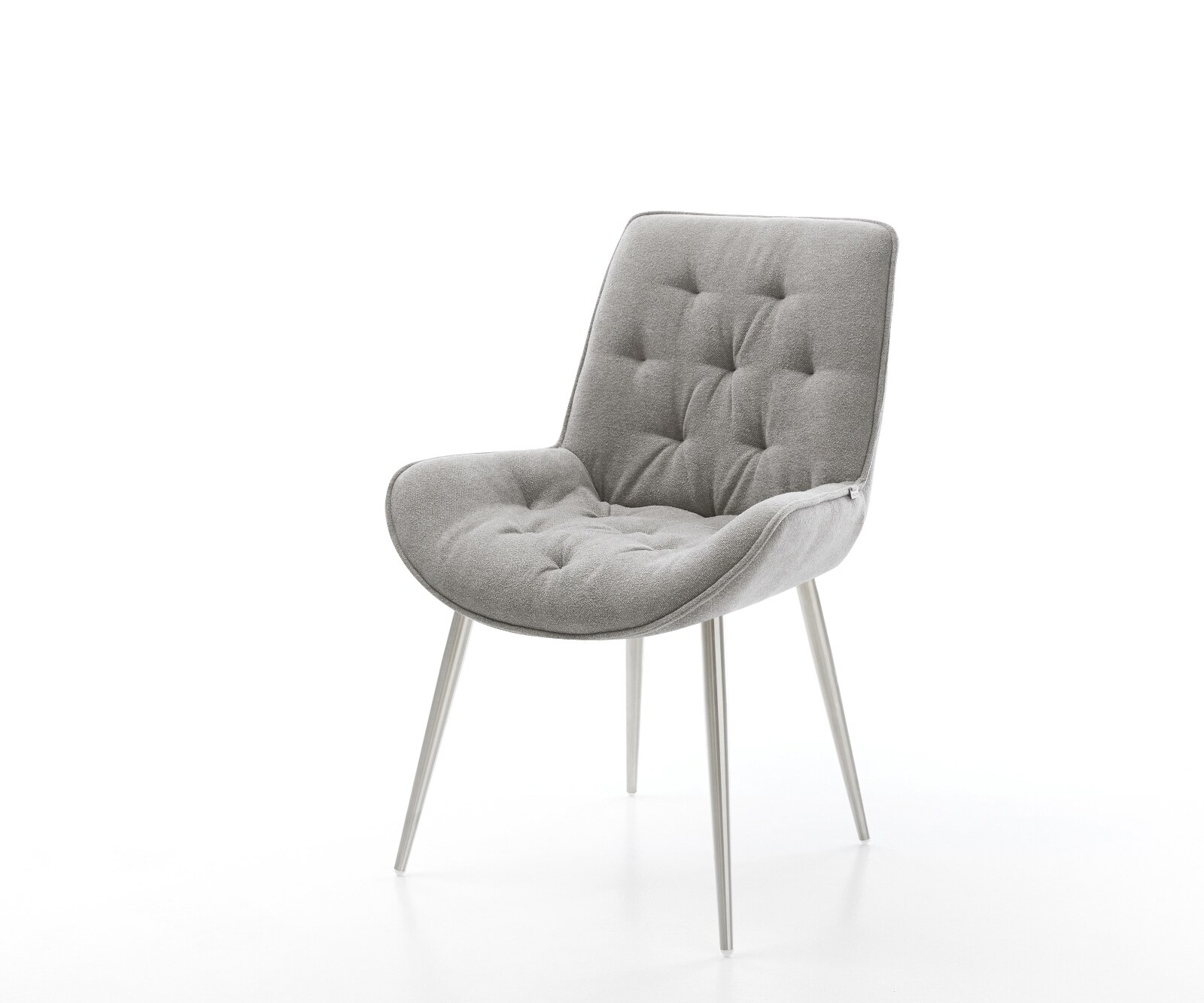 Трапезен стол Taimi-Flex текстурирана тъкан меко сиво 4-футов конус от неръждаема стомана 1