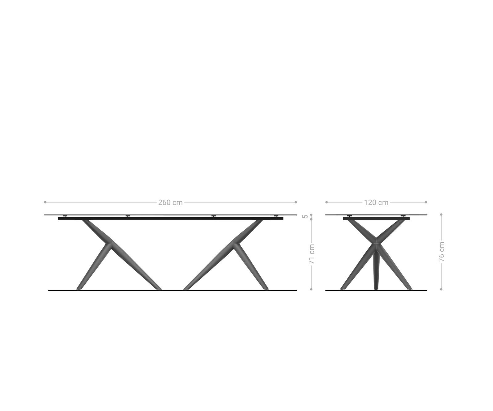Трапезна маса Edge Boot 260x120 см, керамика Laminam: „®“, „Nero Greco“, „Anthrazit“, „Estelar“, кръгла, от неръждаема стомана 7