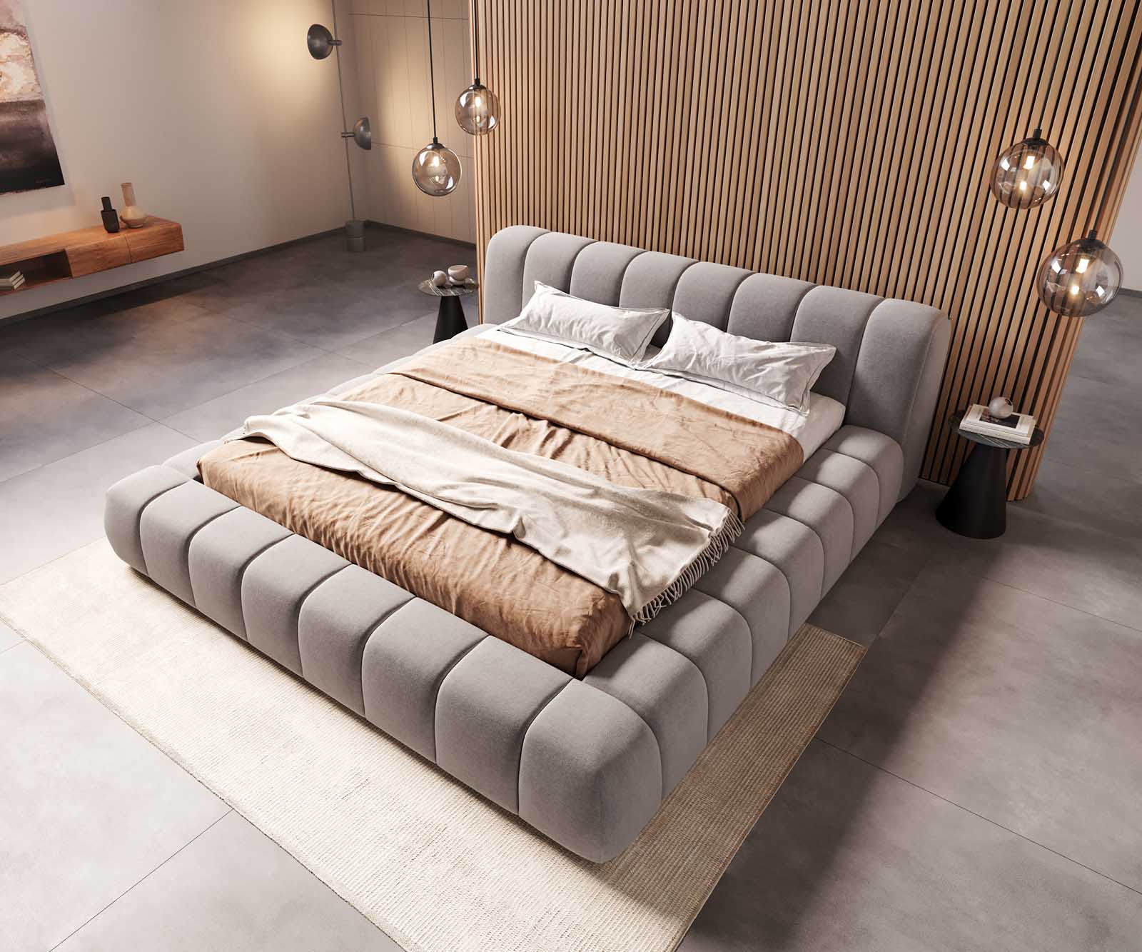 Тапицирано легло Cutio 180x200 cm микрофибър сиво 3