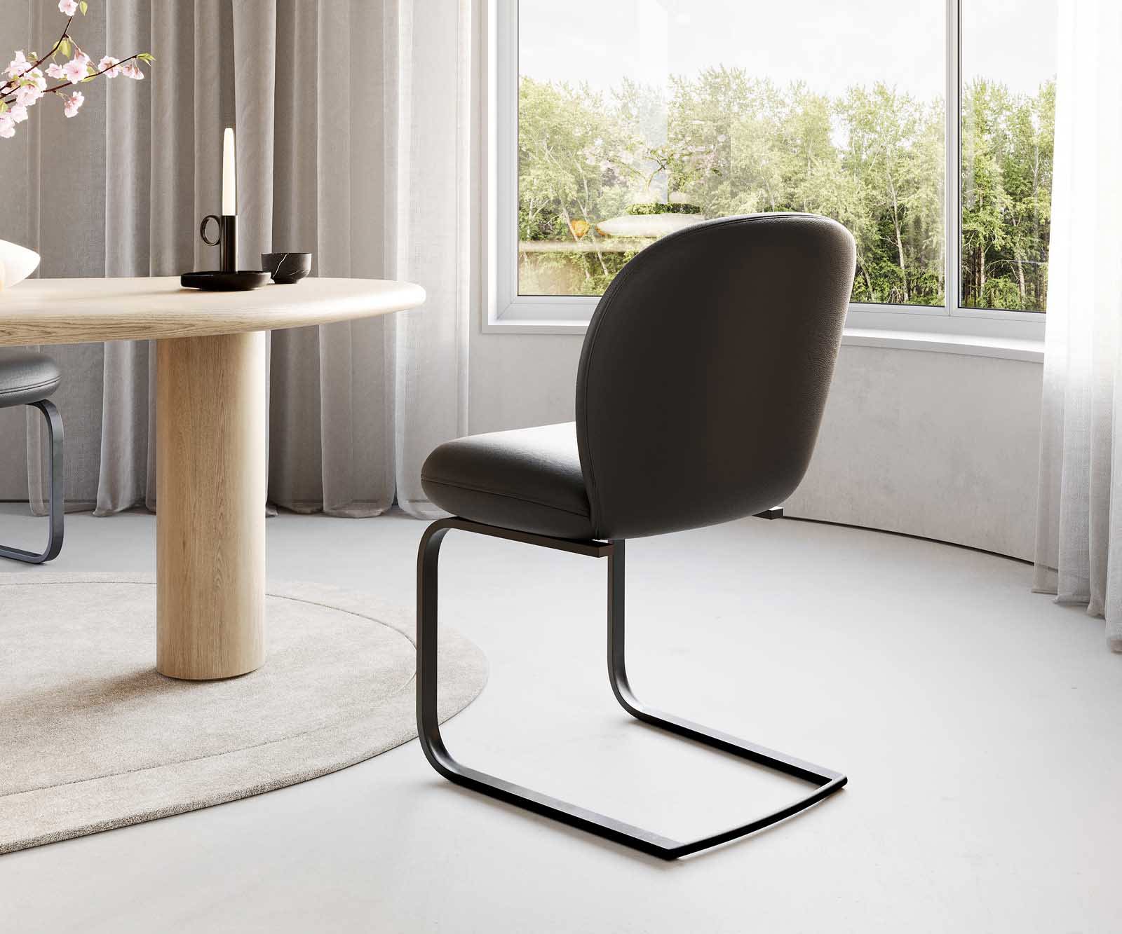 Люлеещ стол Естествена кожа Черен Конзолен крак плосък Черен Покет пружина Nube-Flex 5