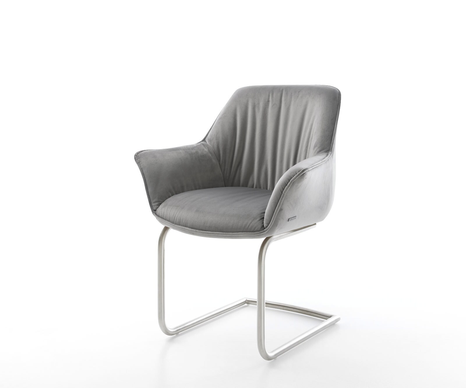 Люлеещ стол с подлакътници Кадифе Сив Конзолен крак кръгъл Неръждаема стомана Keila-Flex 1