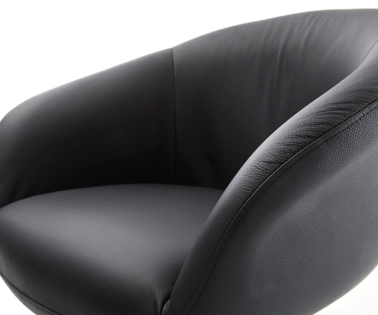 Врътящ се стол с подлакътници Естествена кожа Черен Конус крак кръгъл Черен 180° въртящ се Покет пружина Vinka-Flex 4