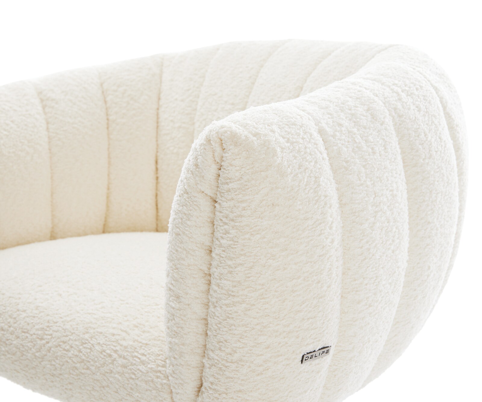 Въртящ се стол Jada-Flex Bouclé Бяло покритие с ефект на основата Титан 360° завъртане Люлееща се функция Ядро от джобни пружини 3