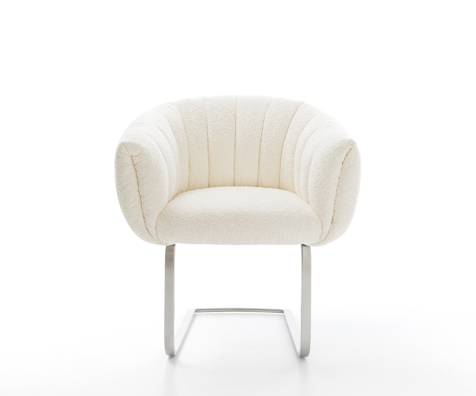 Конзолен стол Jada-Flex, Бяло букле, Конзолен стол с плоска сърцевина от джобни пружини от неръждаема стомана 2