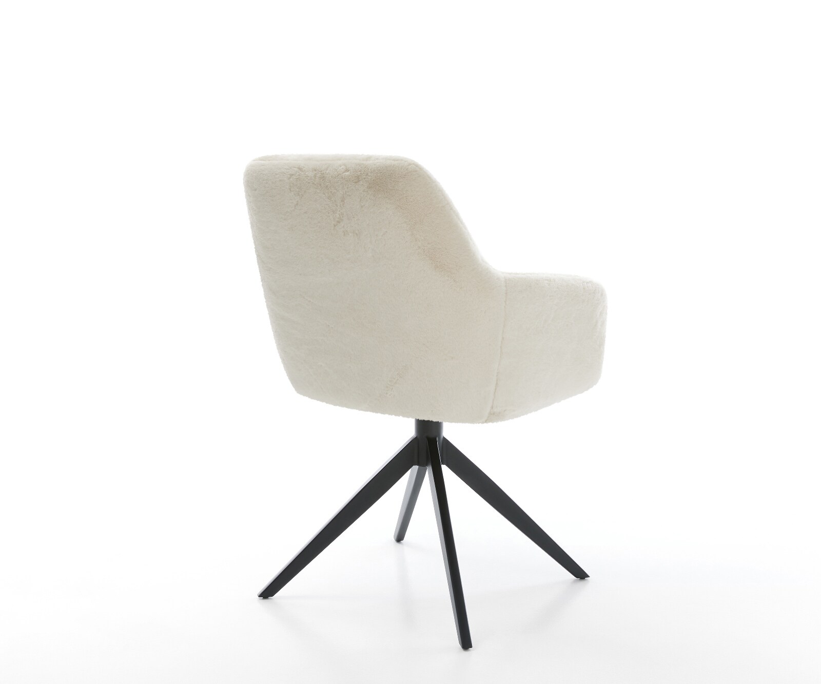 Въртящ се стол Pejo-Flex плюш кремаво-бяло Кръстосана рамка широка черна 360° въртене Люлееща се функция Ядро от джобни пружини 4