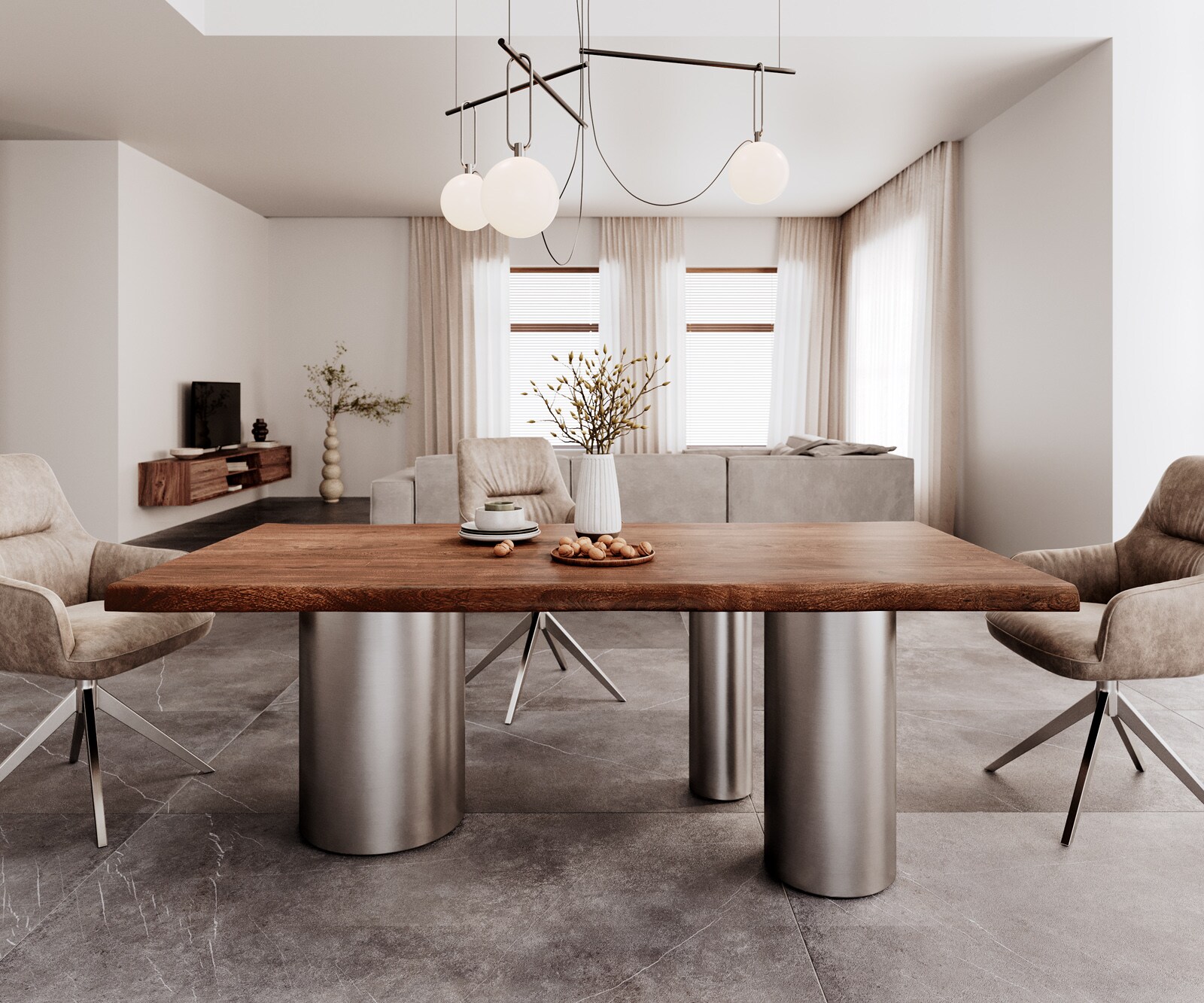 Основа за маса Troa от неръждаема стомана за плотове на маси от 200 cm 3 Основа за маса Troa от неръждаема стомана за плотове на маси от 200 cm 3