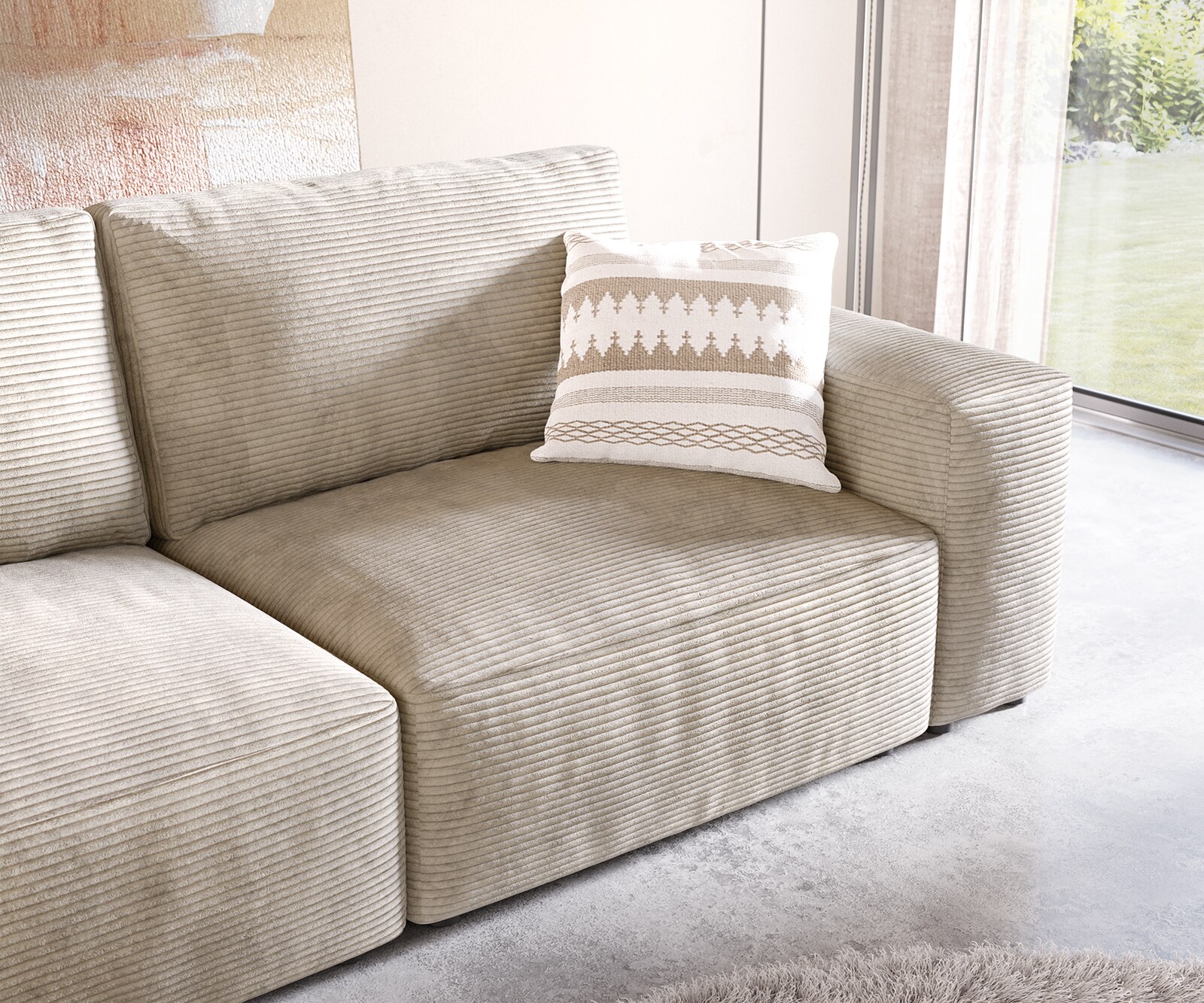 Голям диван L 260x110 cm Корд Бежов Lanzo 5