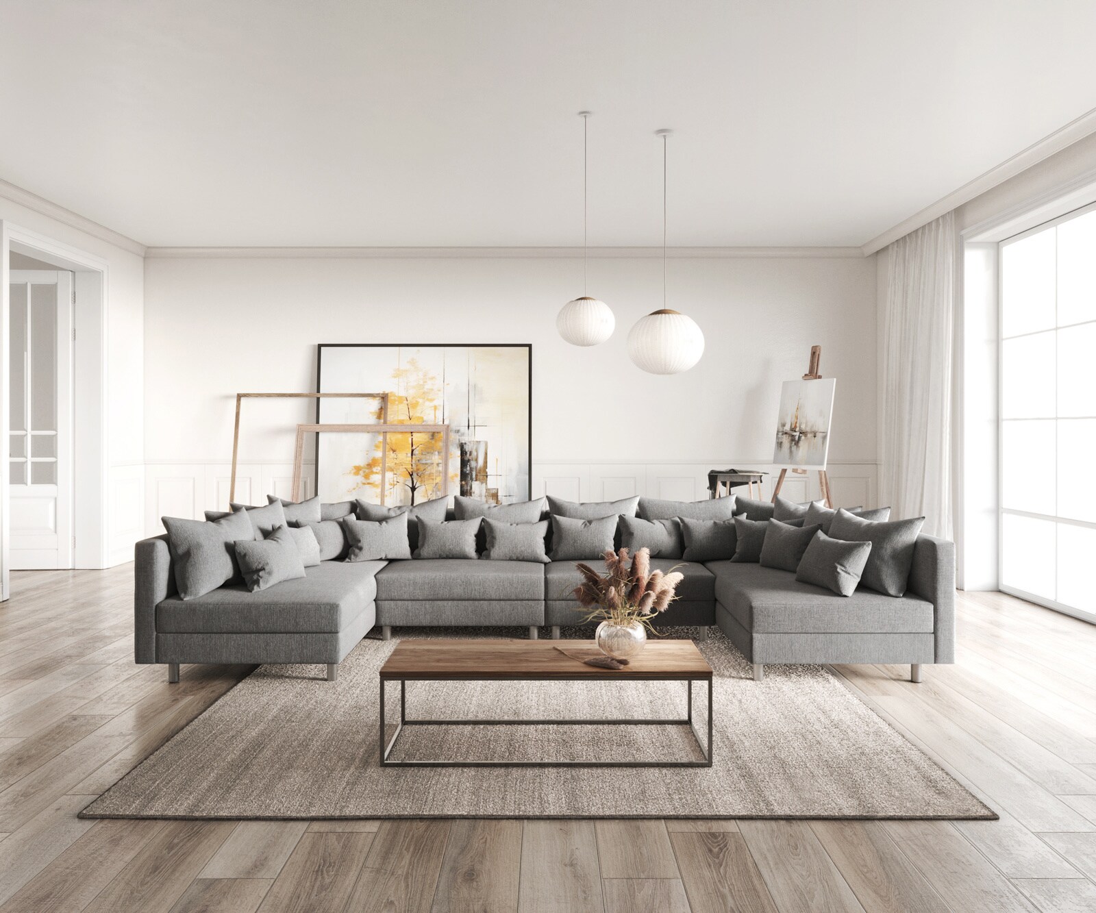 Холна гарнитура XL Сив тъкан Модулендиван Clovis Холна гарнитура XL Сив тъкан Модулендиван Clovis