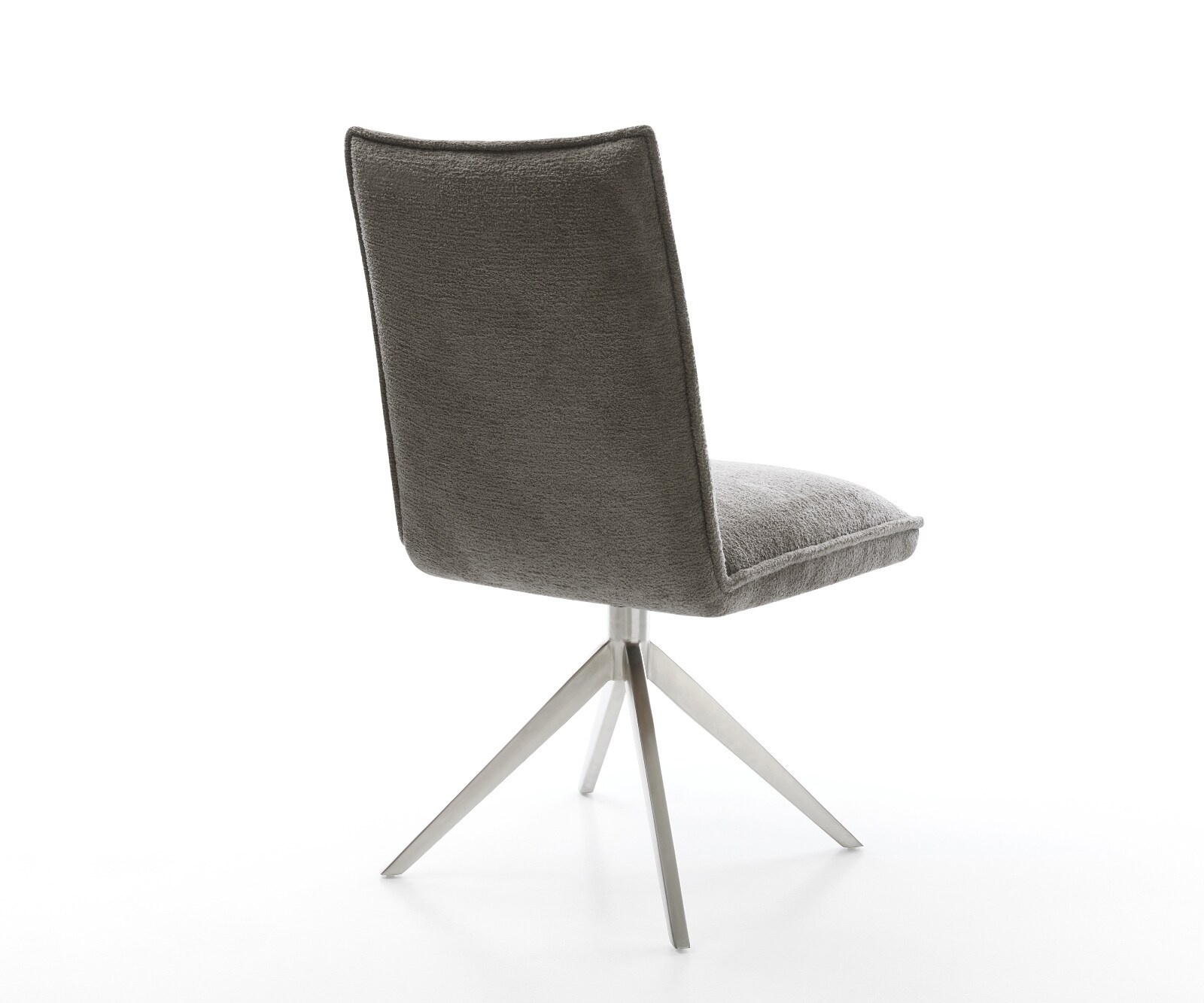 Въртящ се стол Lelio-Flex Bouclé Soft Mud Кръстосана рамка широка Неръждаема стомана Въртене на 360° Люлееща се функция Ядро от джобни пружини 5