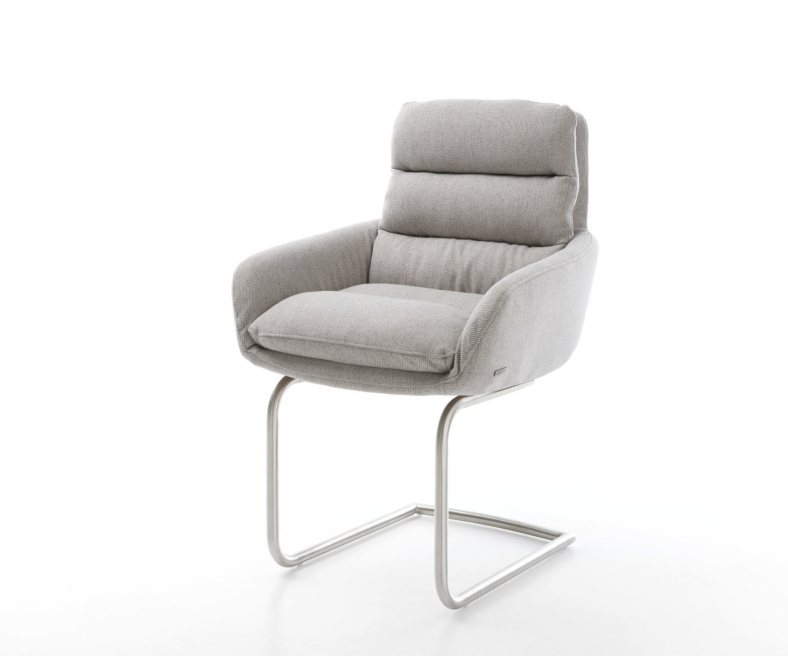 Люлеещ стол с подлакътници Ивици СветлоСив Конзолен крак кръгъл Неръждаема стомана Abelia-Flex 1