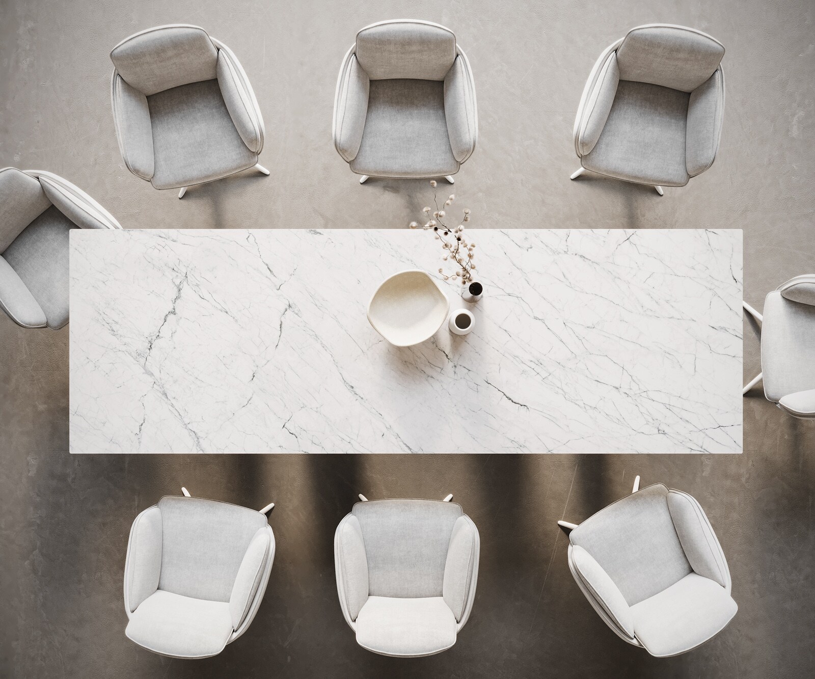 Трапезна маса Edge 300x100, керамика Laminam „®“, Statuarietto бяло, метални колони, бяло 6