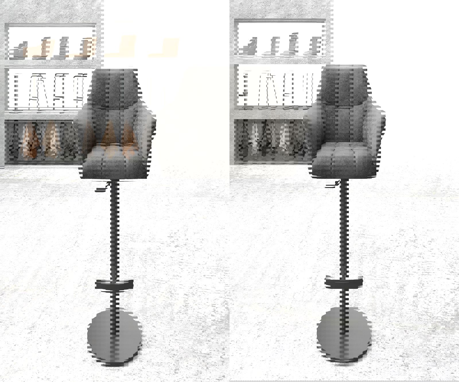 Бар стол Винтидж Сив Въртяща се основа с регулируема височина Метал Yulo-Flex 1 Бар стол Винтидж Сив Въртяща се основа с регулируема височина Метал Yulo-Flex 1