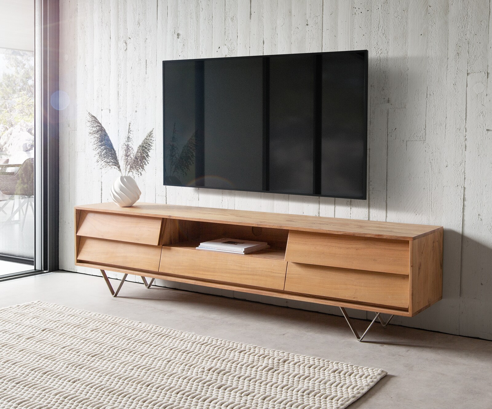 Нисък шкаф Eloi Акация масив 3D-визия 5