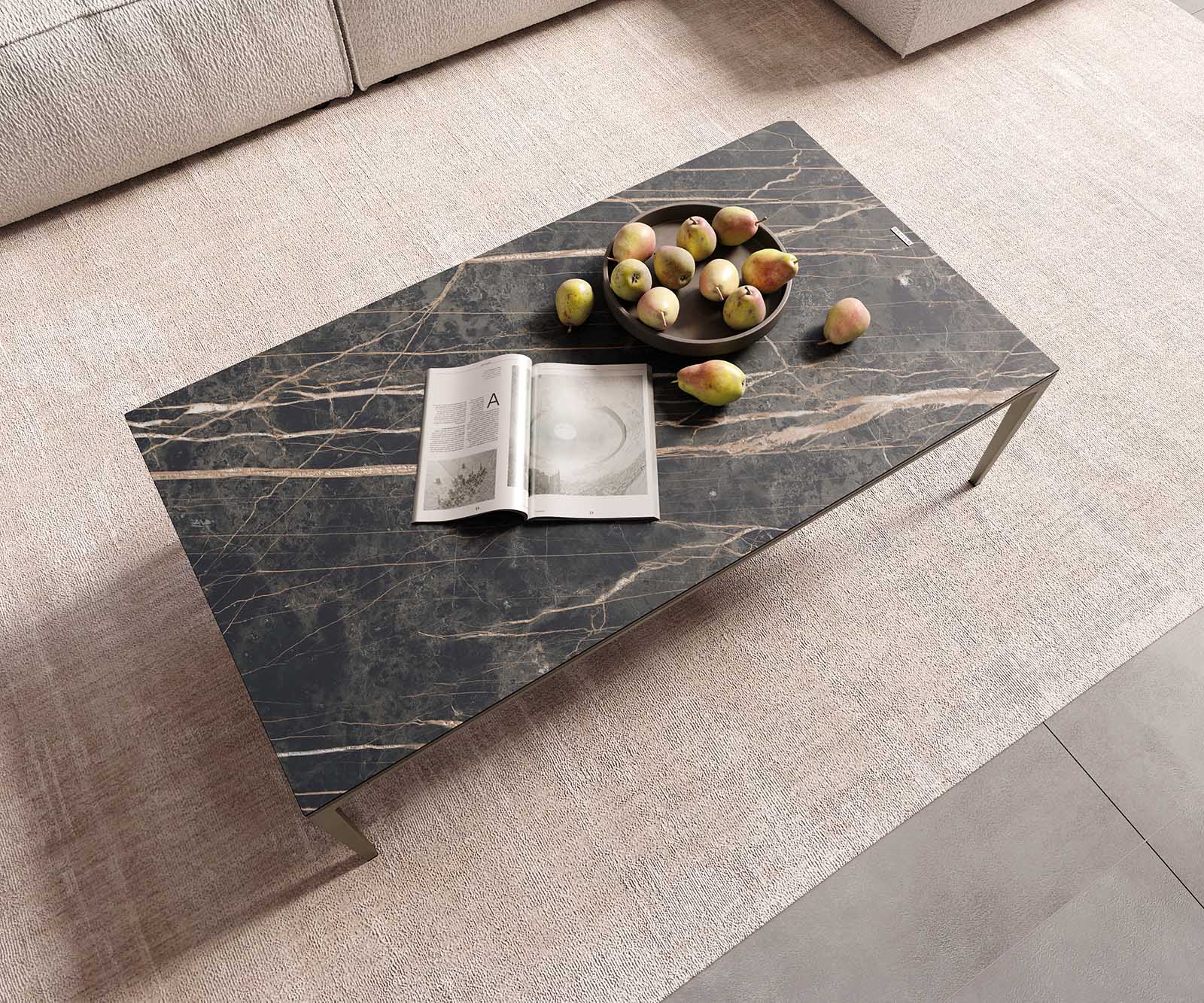 Холна маса 110x60 cm Керамика Laminam®Noir Desir Кафяв Основа Метал Ефектен финиш Titan Levente 4