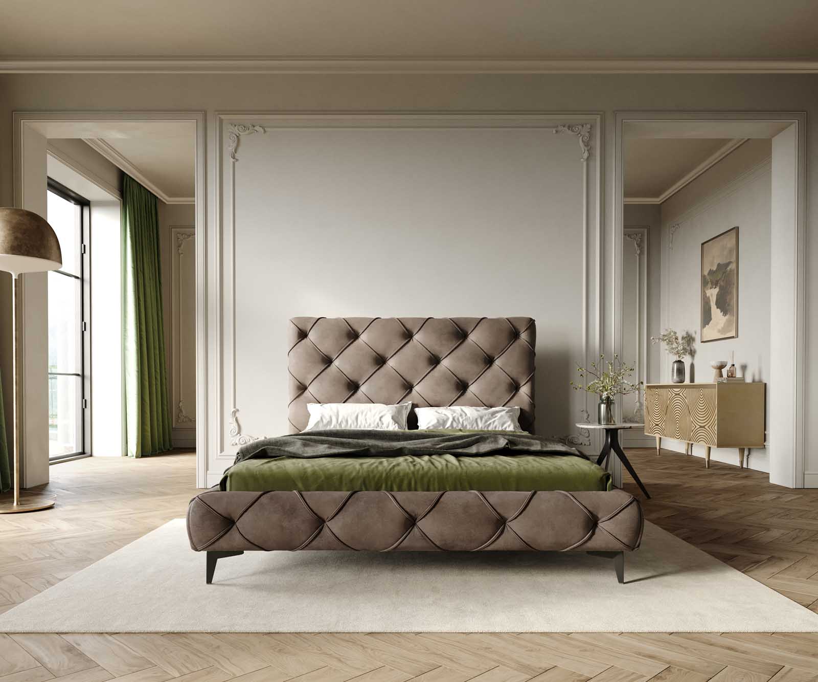 Тапицирано легло Nayara 140x200 cm микрофибър сив реколта 1 Тапицирано легло Nayara 140x200 cm микрофибър сив реколта 1