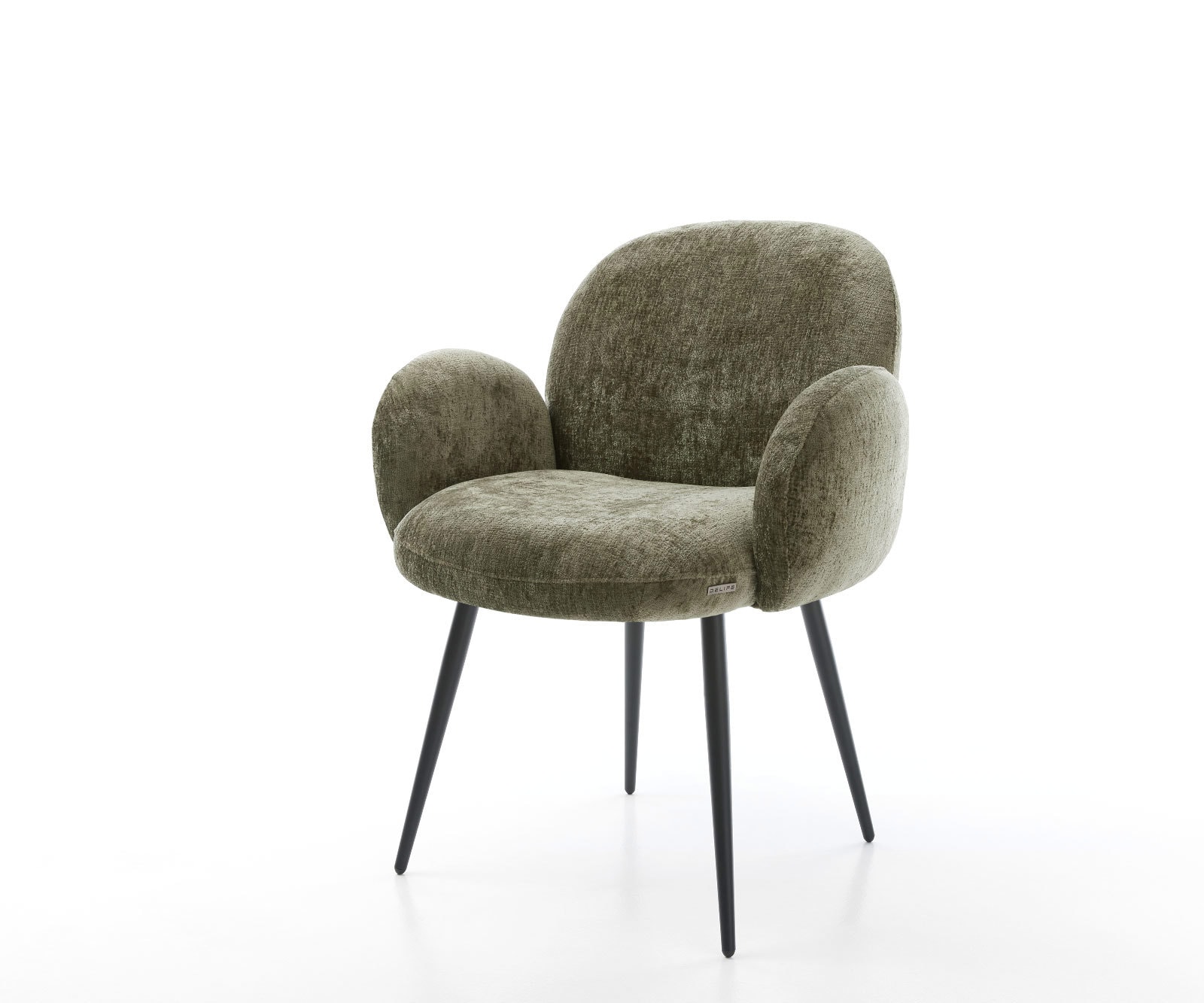 Трапезен стол с подлакътници Шенил Маслина 4 крака конични Черен Покет пружина Nube-Flex 1