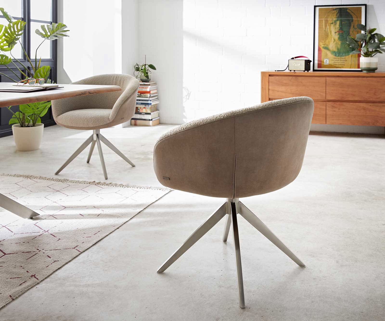 Врътящ се стол с подлакътници Комбинация от дамаски Сиво-Кафяв Конус крак плосък Неръждаема стомана 360° въртящ се Покет пружина Vinka-Flex 4 Врътящ се стол с подлакътници Комбинация от дамаски Сиво-Кафяв Конус крак плосък Неръждаема стомана 360° въртящ се Покет пружина Vinka-Flex 4