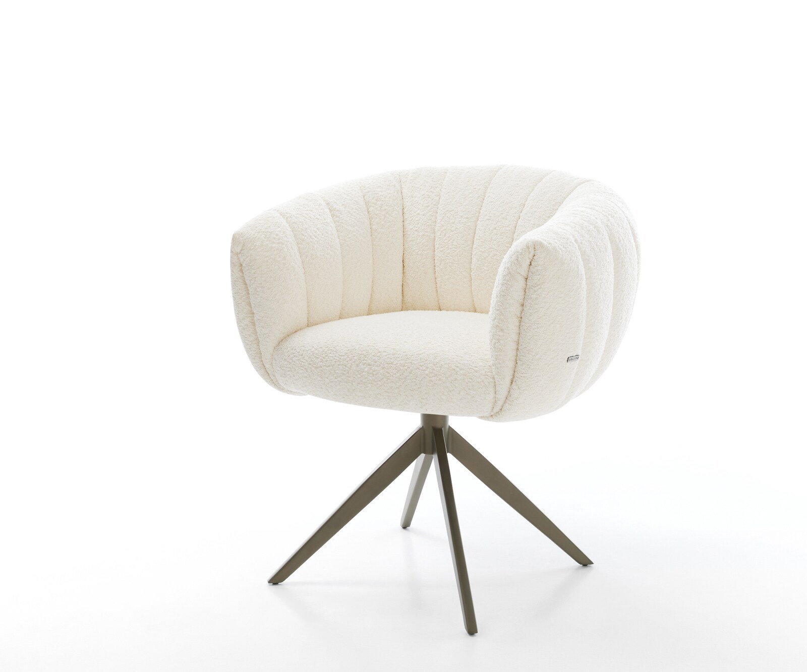 Въртящ се стол Jada-Flex, Бяло букле кръстосана рамка широка Ефектно покритие Титан 360° въртене Люлееща се функция Ядро от джобни пружини