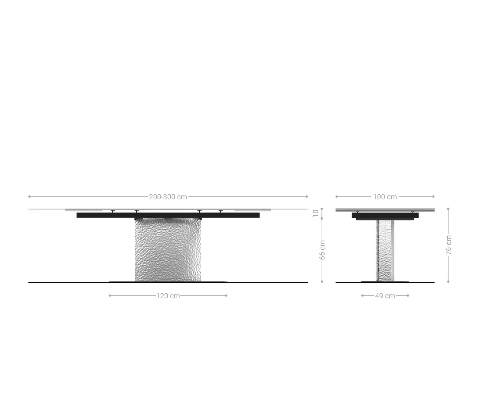Разтегателна трапезна маса Edge 200-300x100 см Керамика Calacatta Luxe Бял-Злато-Сив Един крак Стоманена основа Сребристосива  8