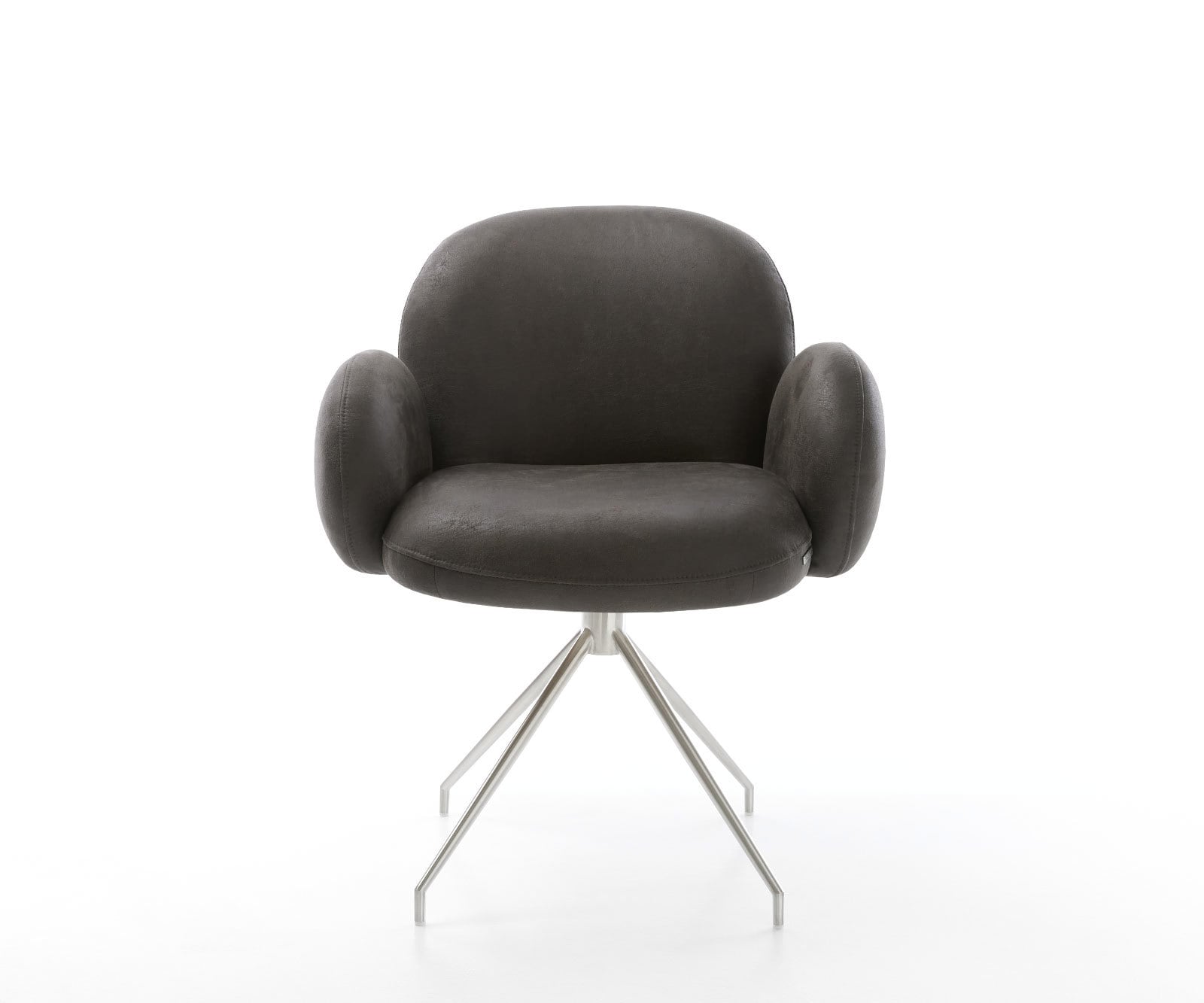 Врътящ се стол с подлакътници Антрацит Винтидж Конус крак кръгъл Неръждаема стомана 180° въртящ се Покет пружина Nube-Flex 1 Врътящ се стол с подлакътници Антрацит Винтидж Конус крак кръгъл Неръждаема стомана 180° въртящ се Покет пружина Nube-Flex 1