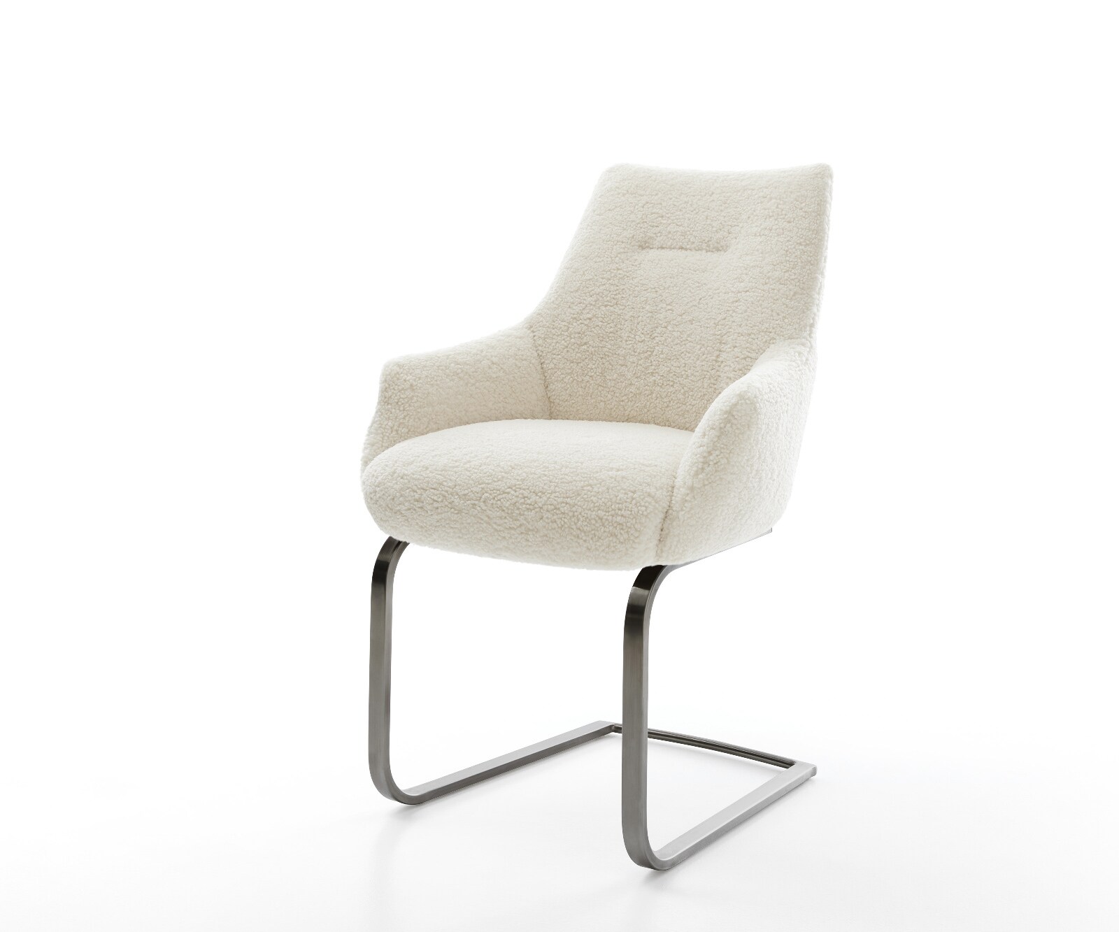 Конзолен стол Alja-Flex с подлакътници Teddy fabric Бежов конзолен стол плосък Графитна сърцевина с джобни пружини 1