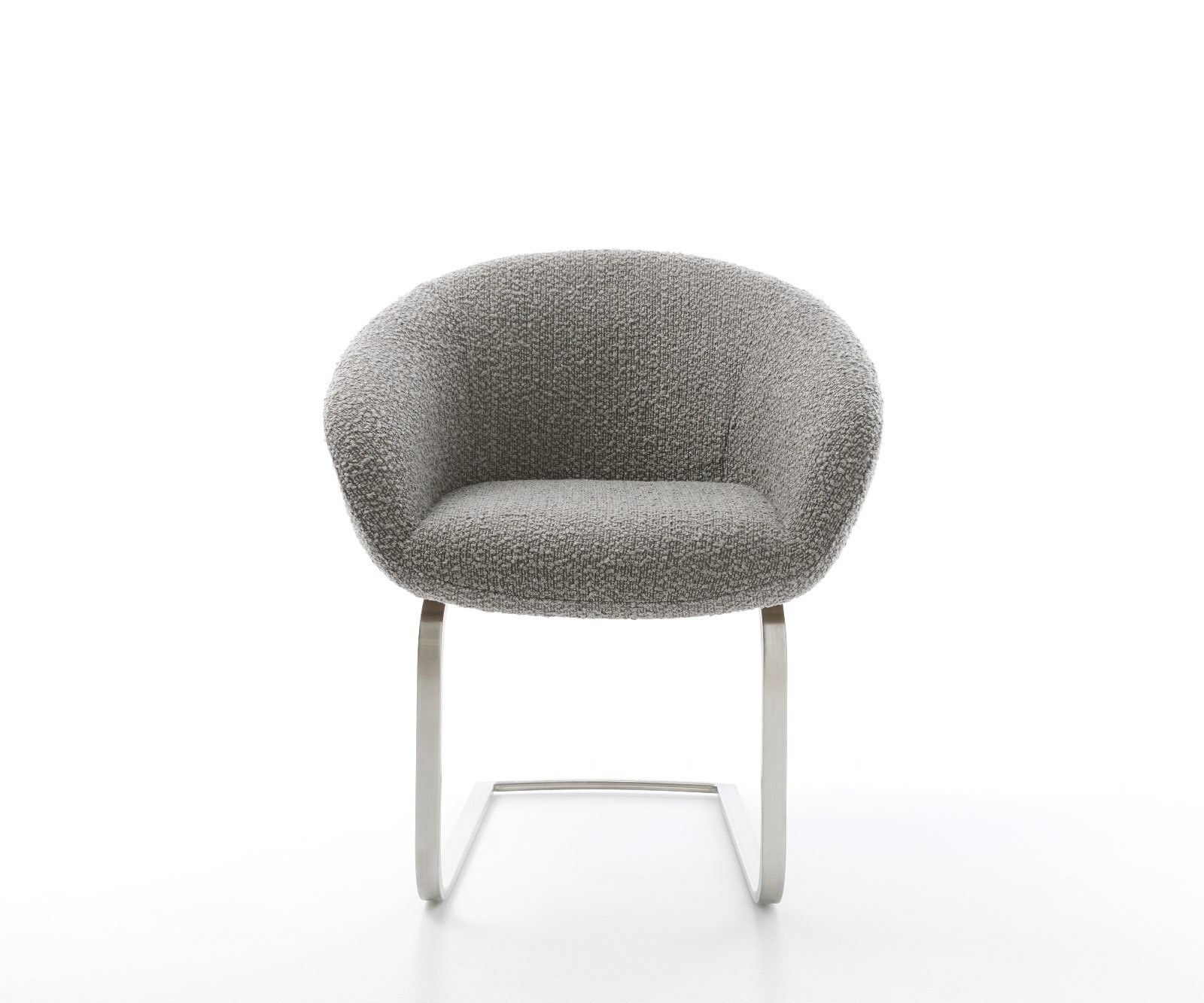 Люлеещ стол с подлакътници Букле Сребристо сив Конзолен крак плосък Неръждаема стомана Покет пружина Vinka-Flex 1