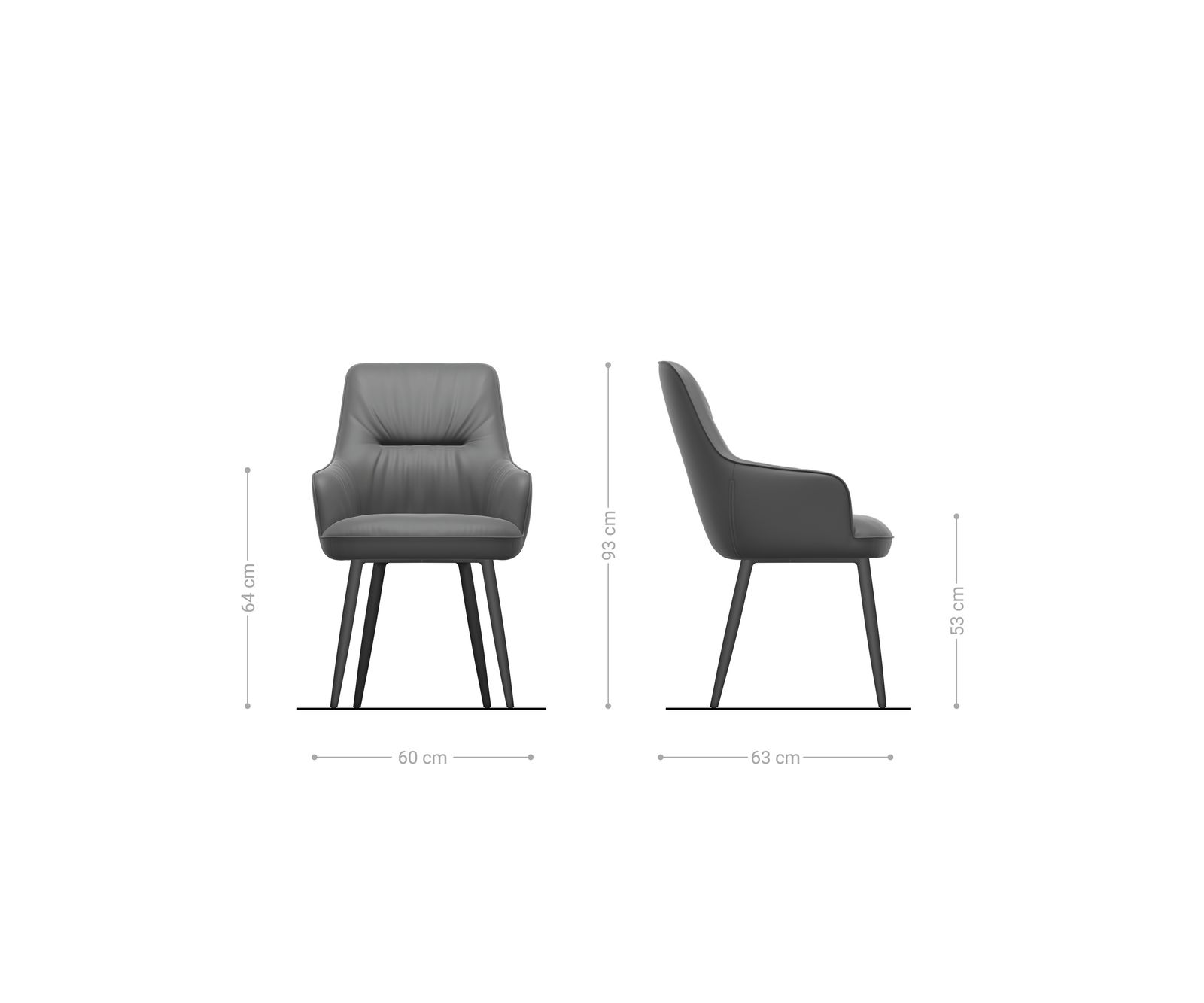 Трапезен стол Zelia-Flex с подлакътници, Букле Сиво-кафяво, 4-футова заострена черна пружинна сърцевина 6